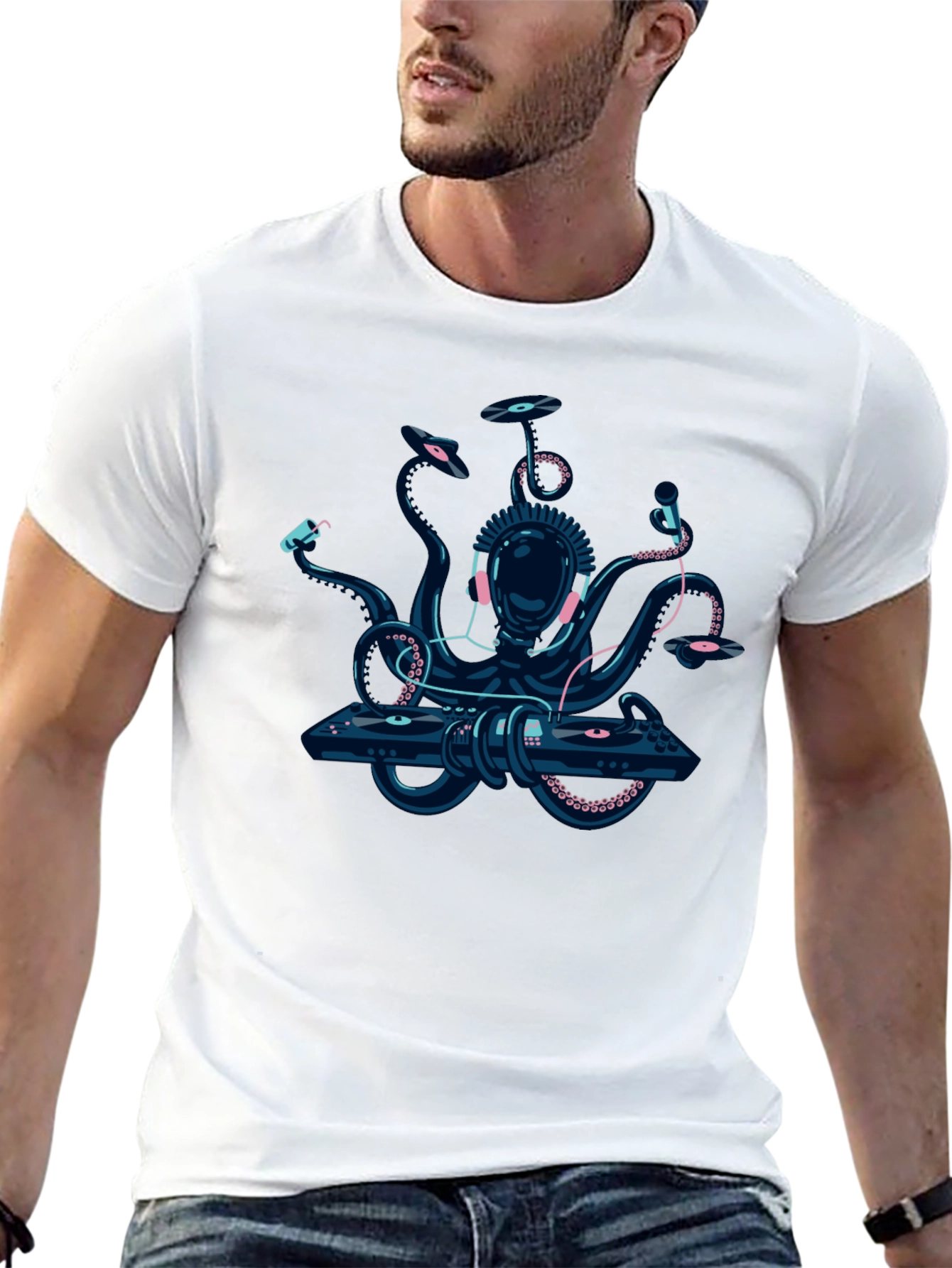 Black DJ Octopus Graphic Tee - Black view 13