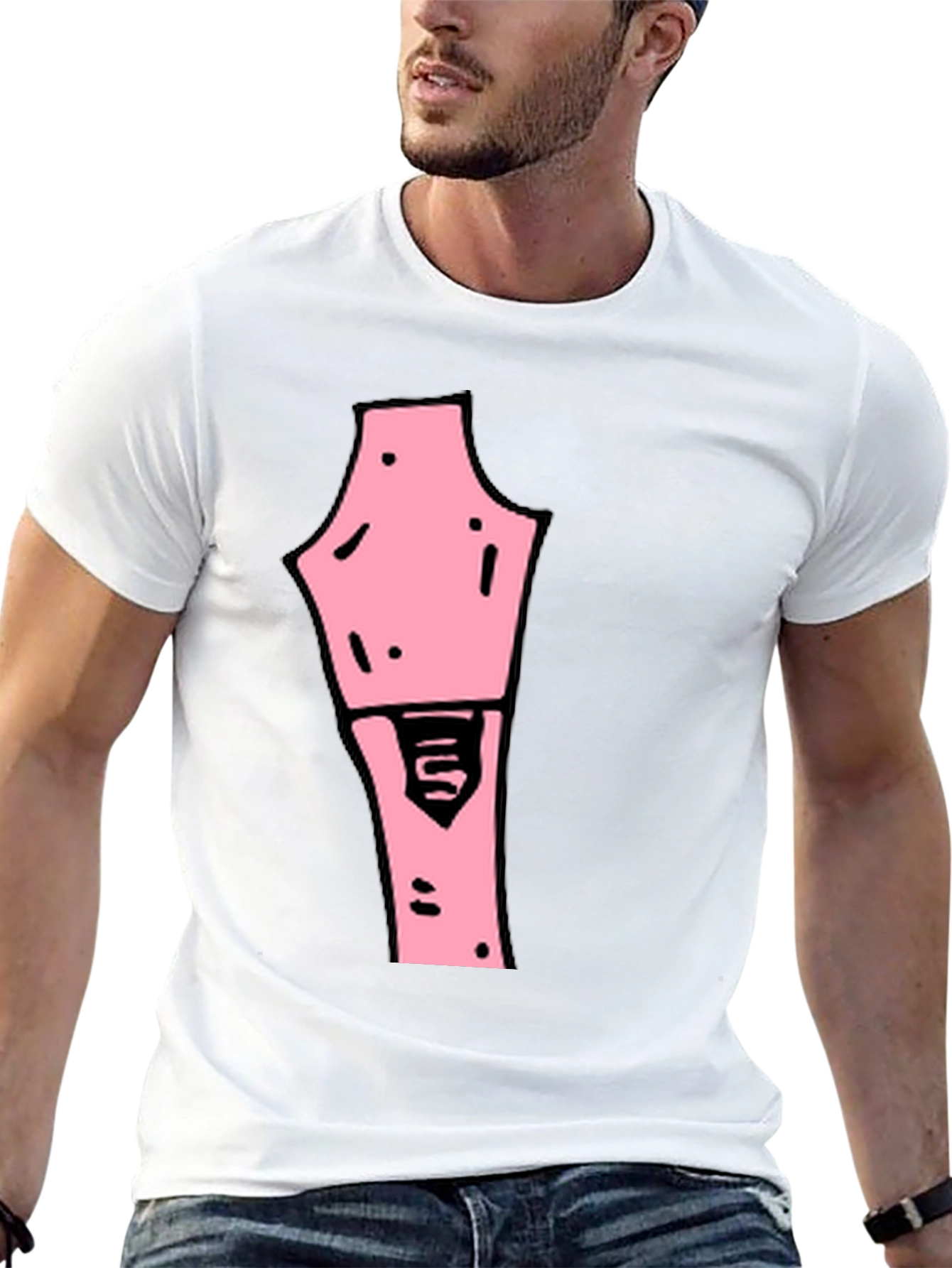 Black Unique Pink Graphic Print Black T-Shirt view 13