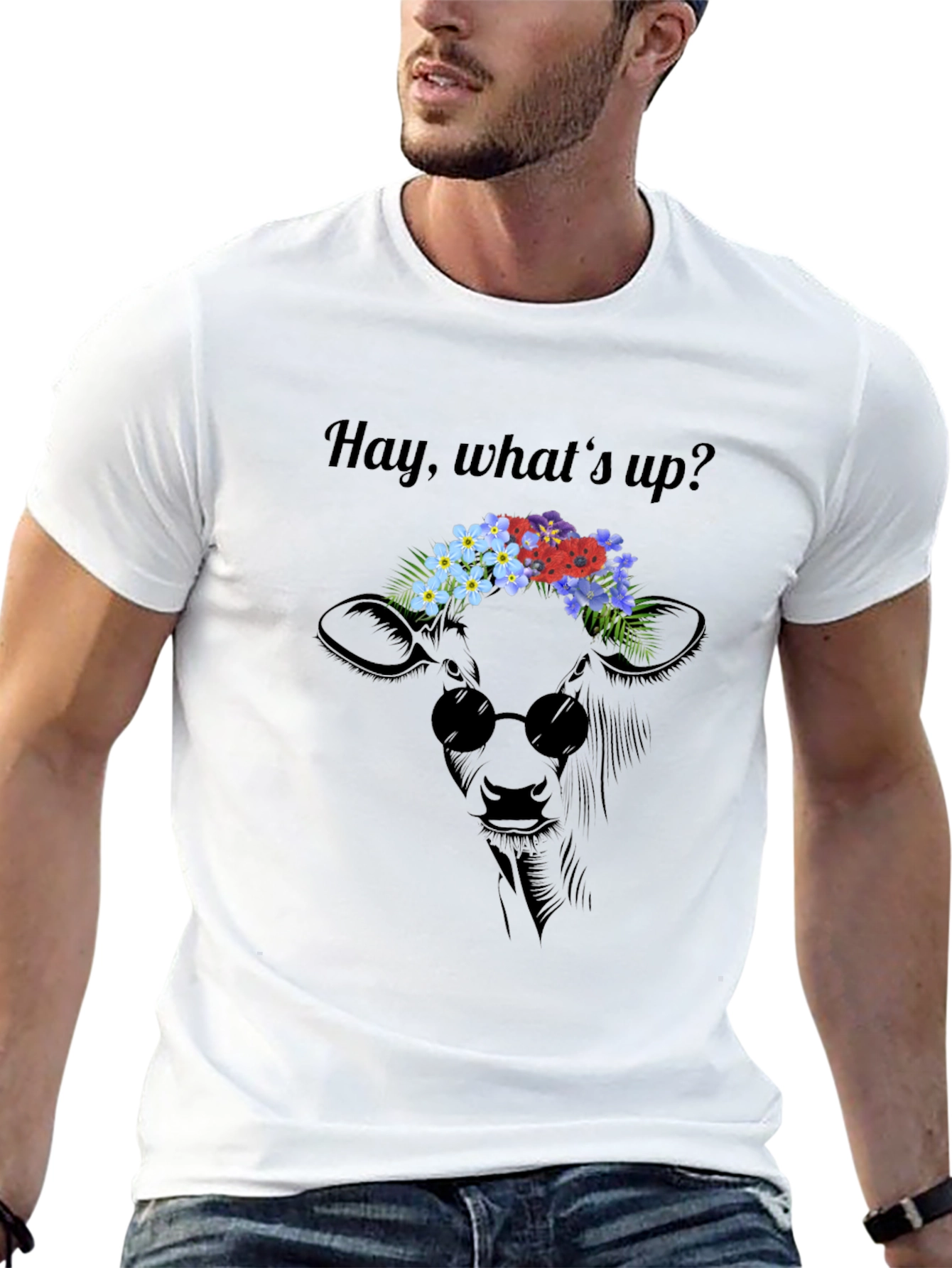 Black Cool Cow Flower Crown Graphic Tee view 13