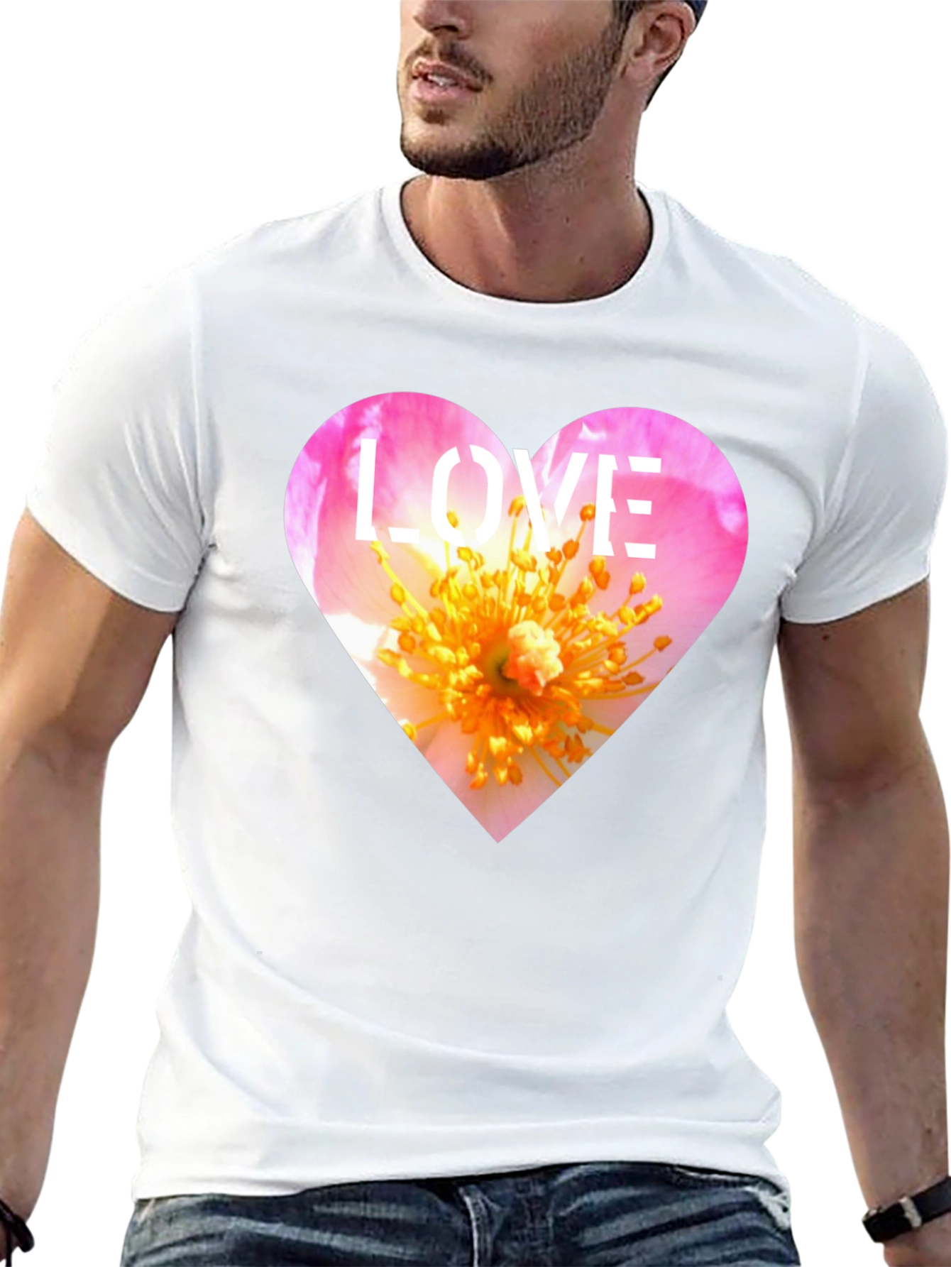 Black Love Heart Floral T-Shirt - Stylish Graphic Tee view 13