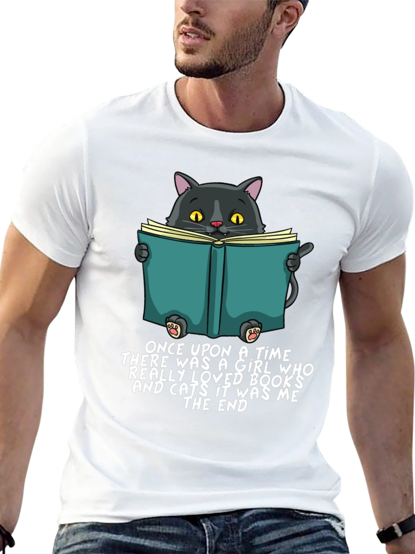 Black Cat Reading Book T-Shirt - Once Upon a Time view 13