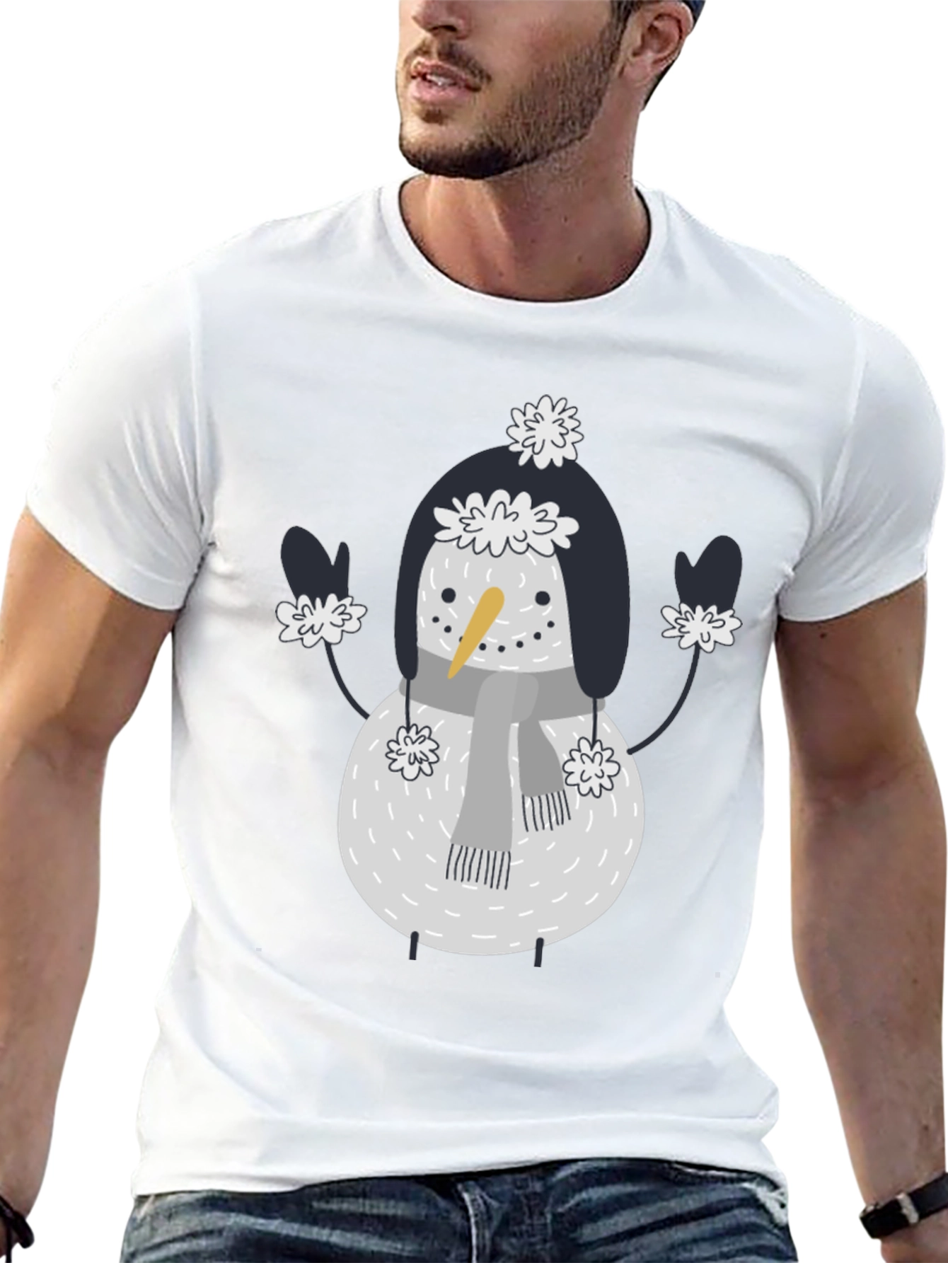 Black Snowman Graphic Tee - Festive Holiday Fun view 13