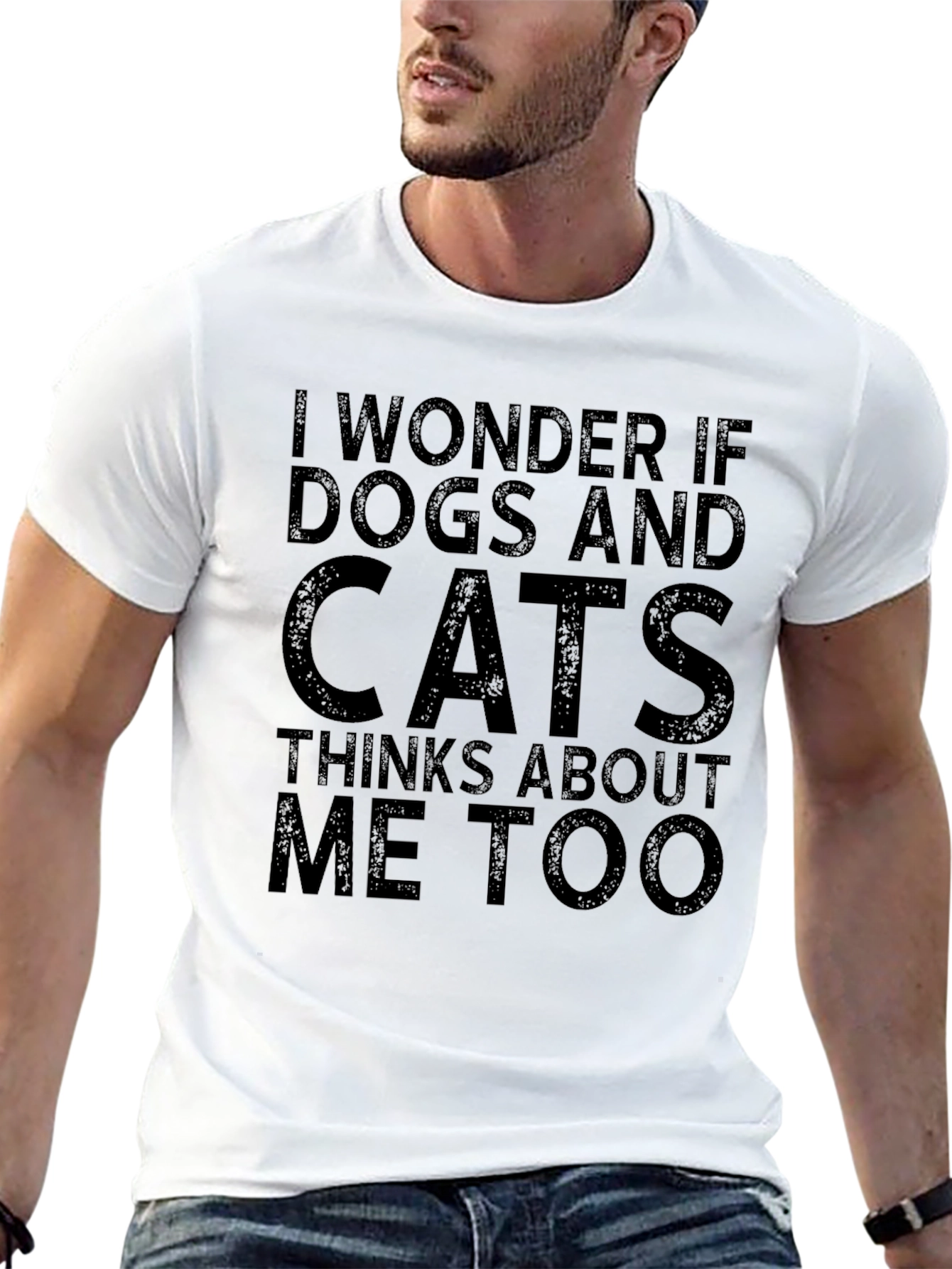 Black Dogs and Cats T-Shirt - Unisex Black Cotton Tee view 13
