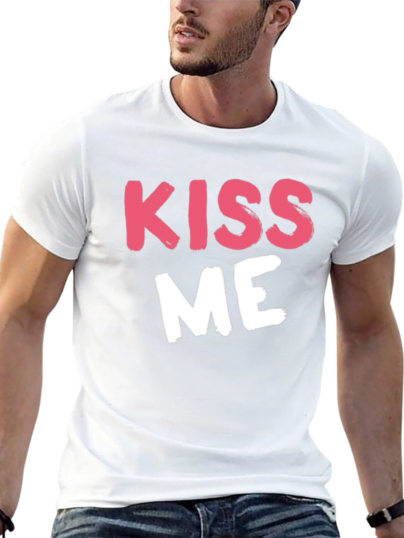 Black Kiss Me Graphic Tee - Black Crew Neck T-Shirt view 13