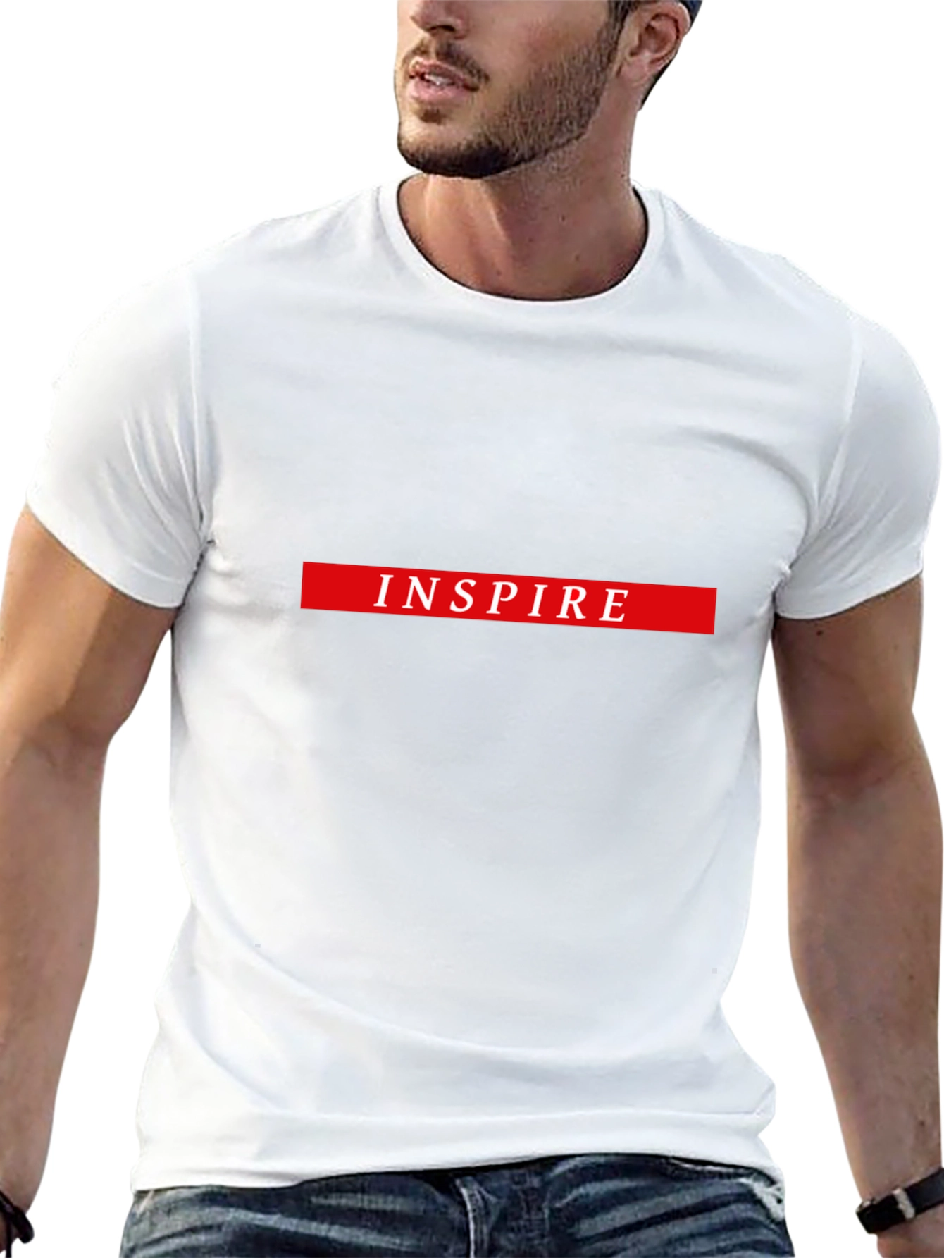 Black Inspire Graphic Tee - Black Cotton Blend T-Shirt view 13