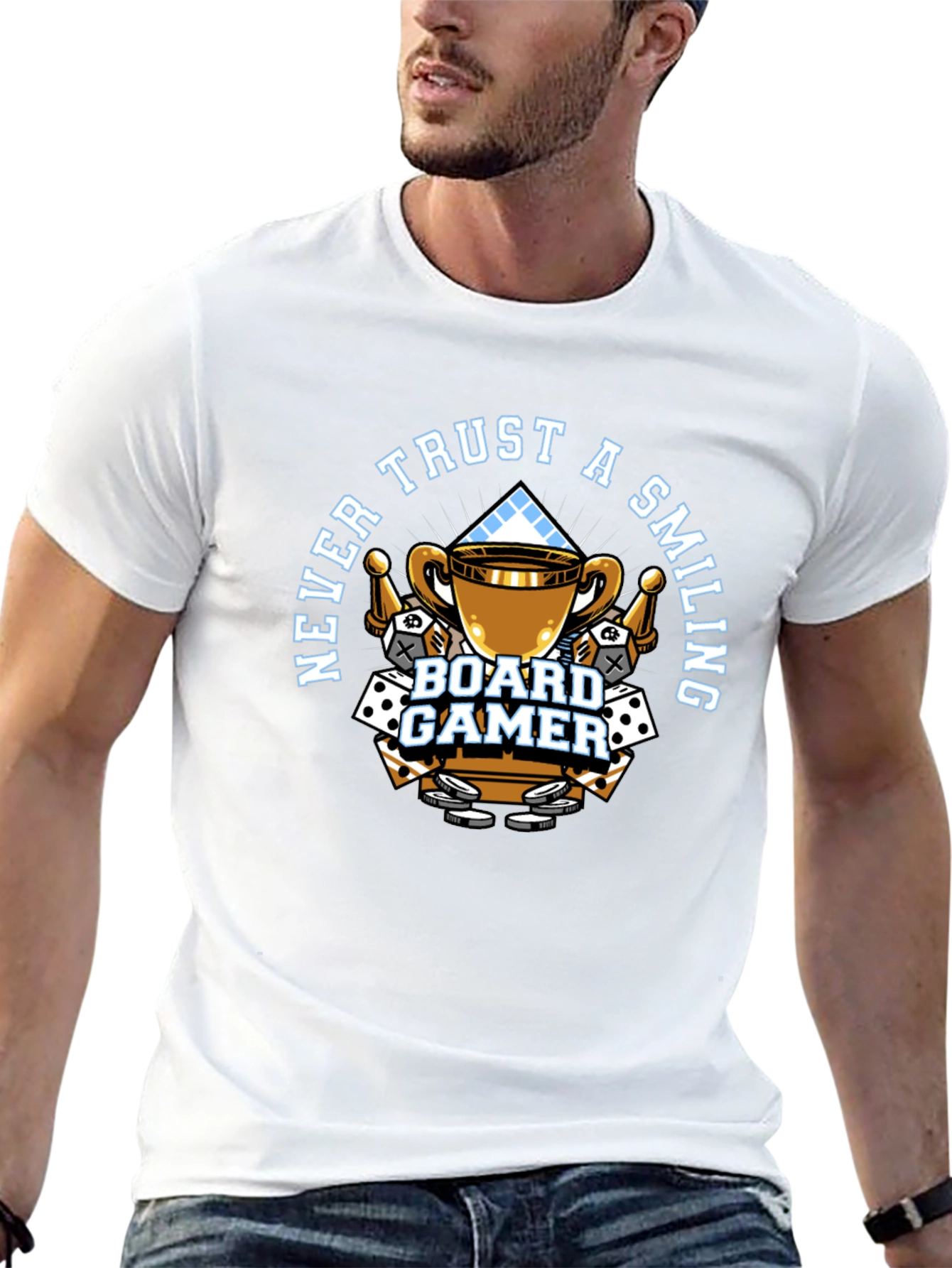 Black Never Trust A Smiling Board Gamer T-Shirt view 13