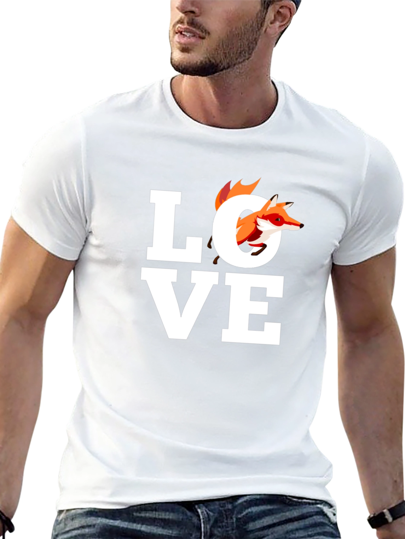 Black Fox Love Graphic Tee - Unisex Black T-Shirt view 13