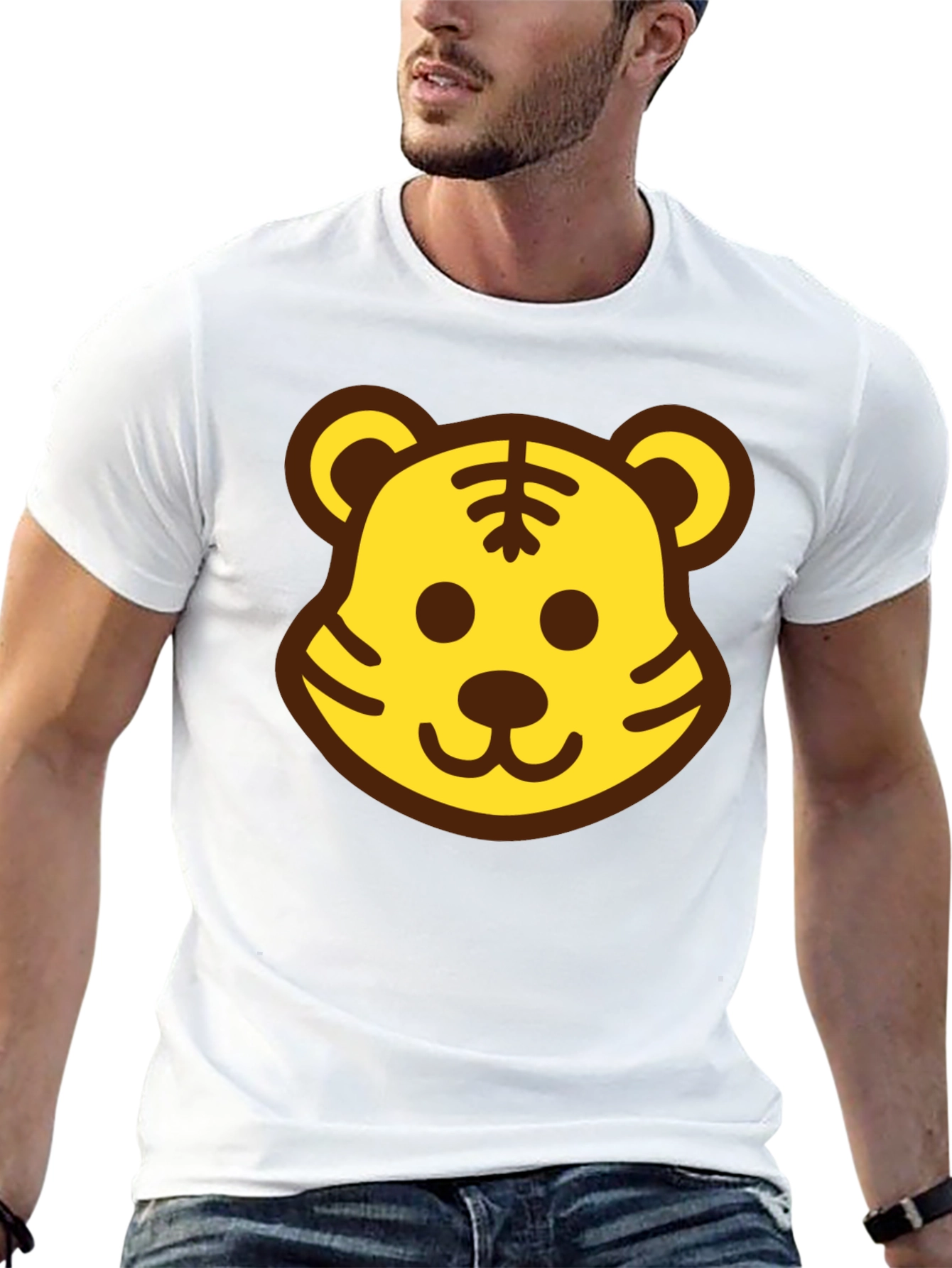 Black Fun Tiger Face Black T-Shirt view 13