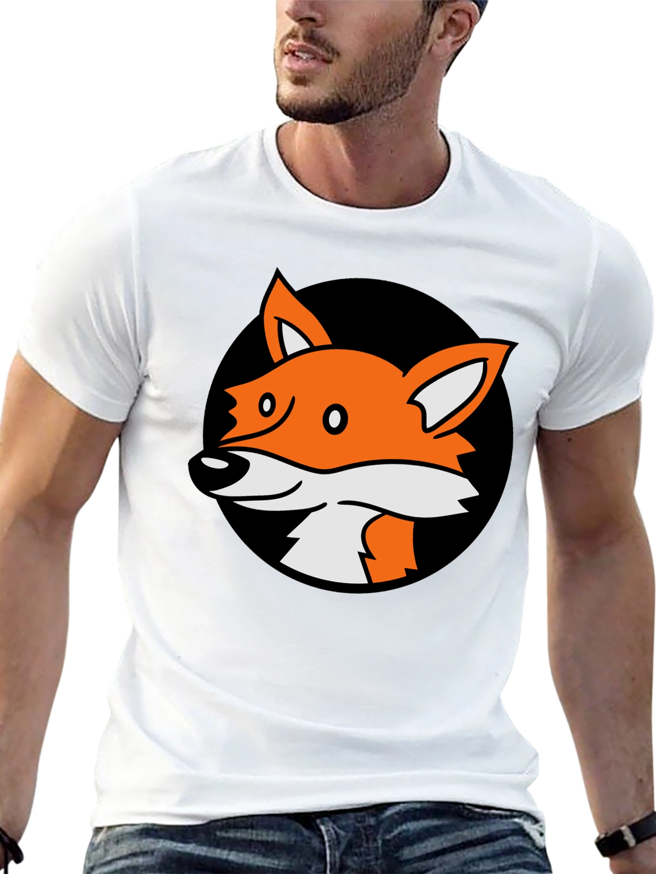 Black Fox Graphic Black T-Shirt - Cartoon Animal Tee view 13