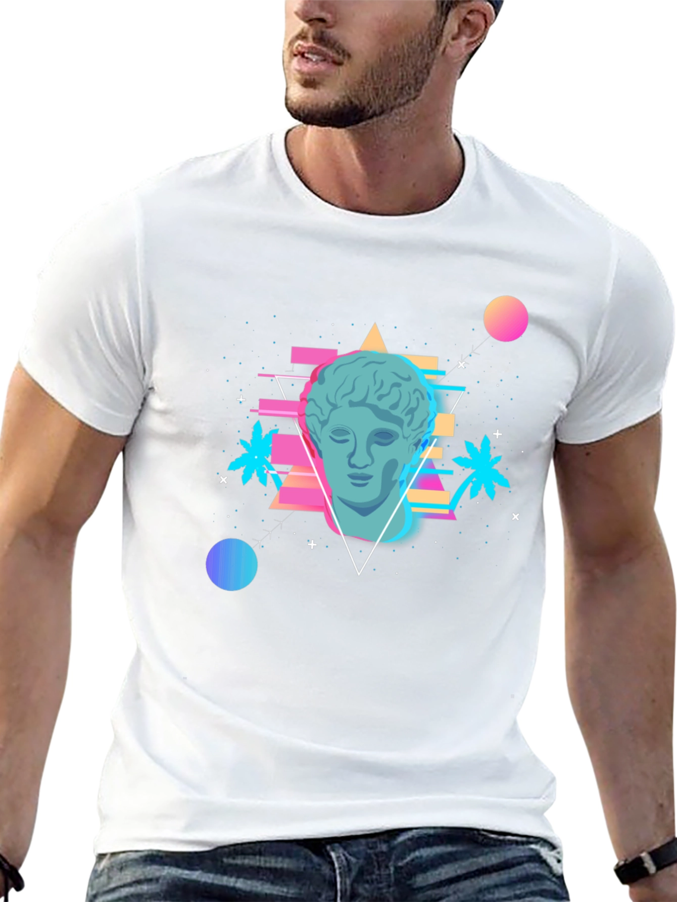 Black Vaporwave Statue T-Shirt - Retro Aesthetic Tee view 13