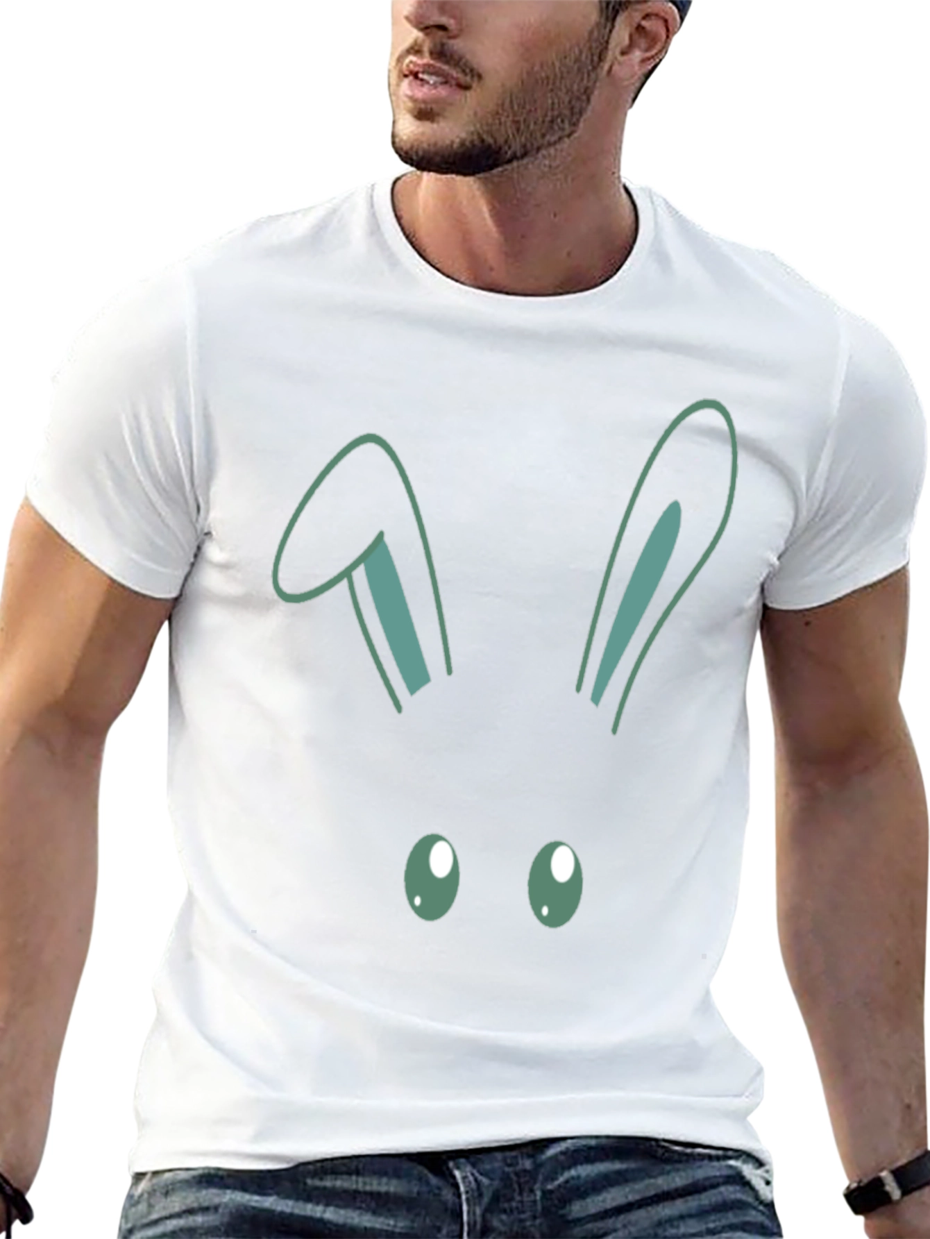 Black Cute Bunny Face Graphic T-Shirt view 13