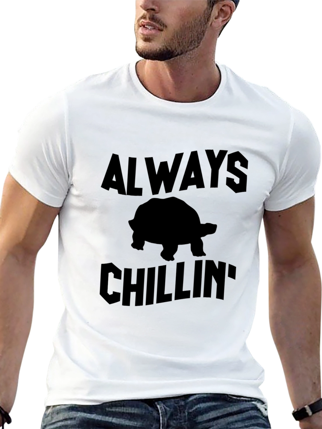 Black Always Chillin' Turtle Black Graphic T-Shirt view 13