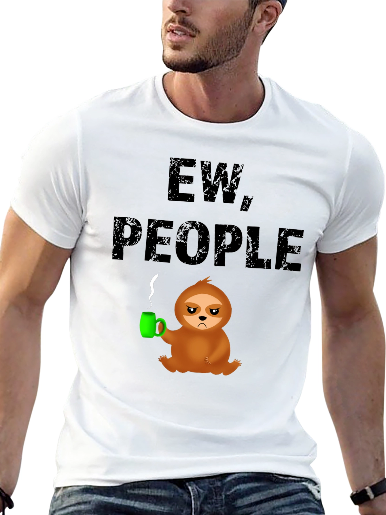 Black Ew People Sloth Graphic Tee - Novelty T-Shirt view 13
