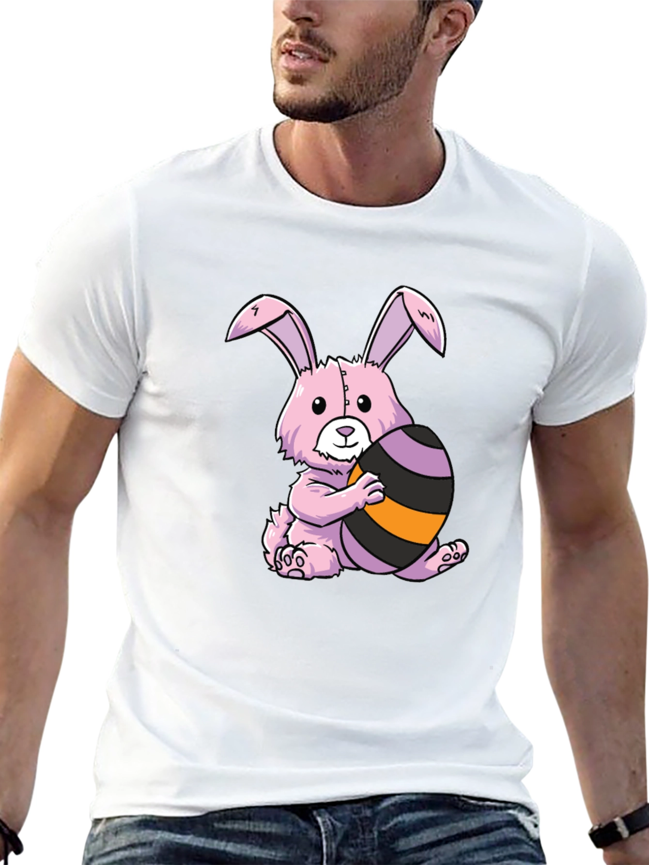 Easter Bunny T-Shirt: Pink Bunny with Easter Egg - 13