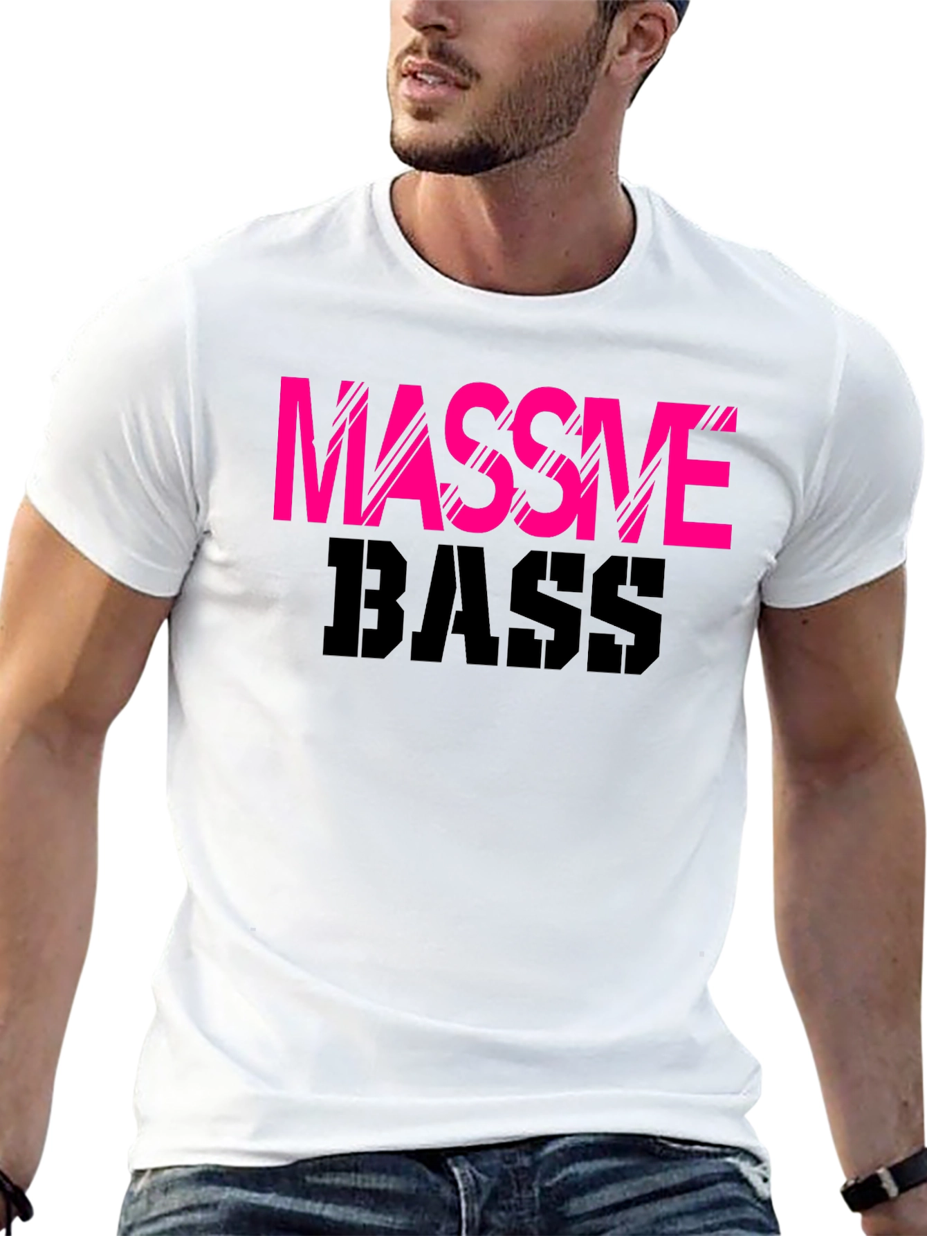 Black Massive Bass Graphic Tee - Black Cotton T-Shirt view 13