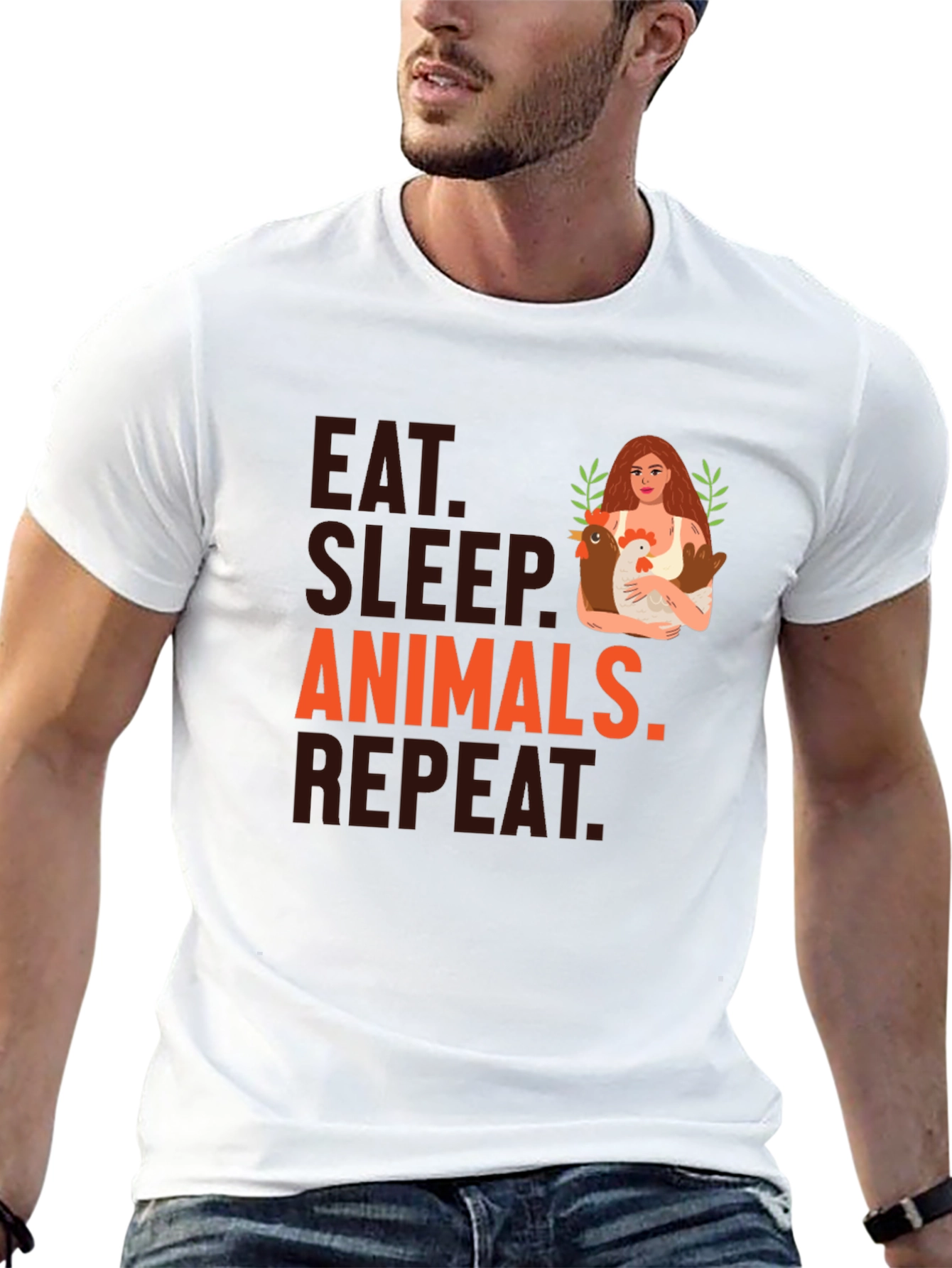 Black Eat Sleep Animals Repeat T-Shirt view 13