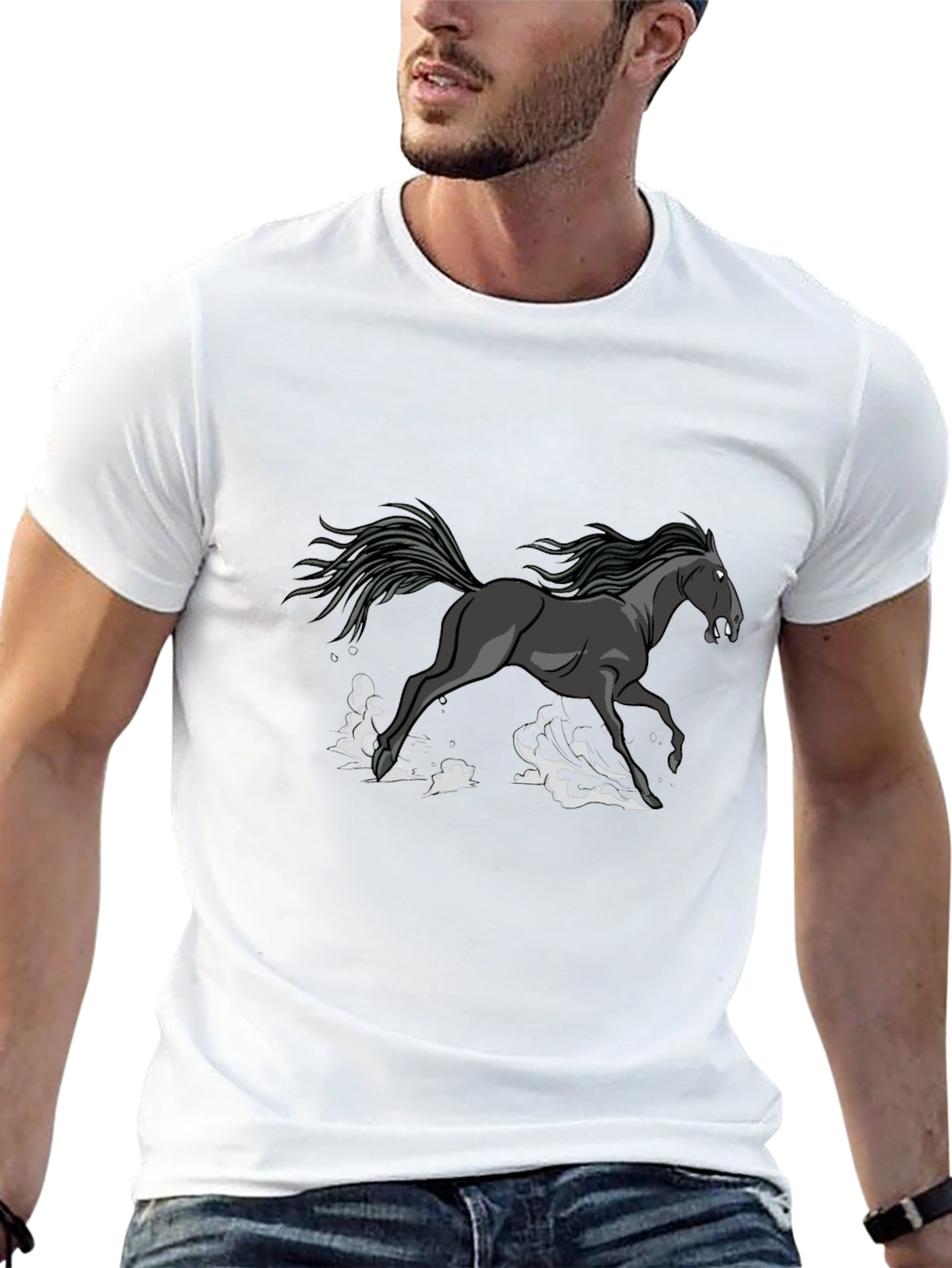 Black Black Horse Graphic Tee - Stylish Men's T-Shirt view 13