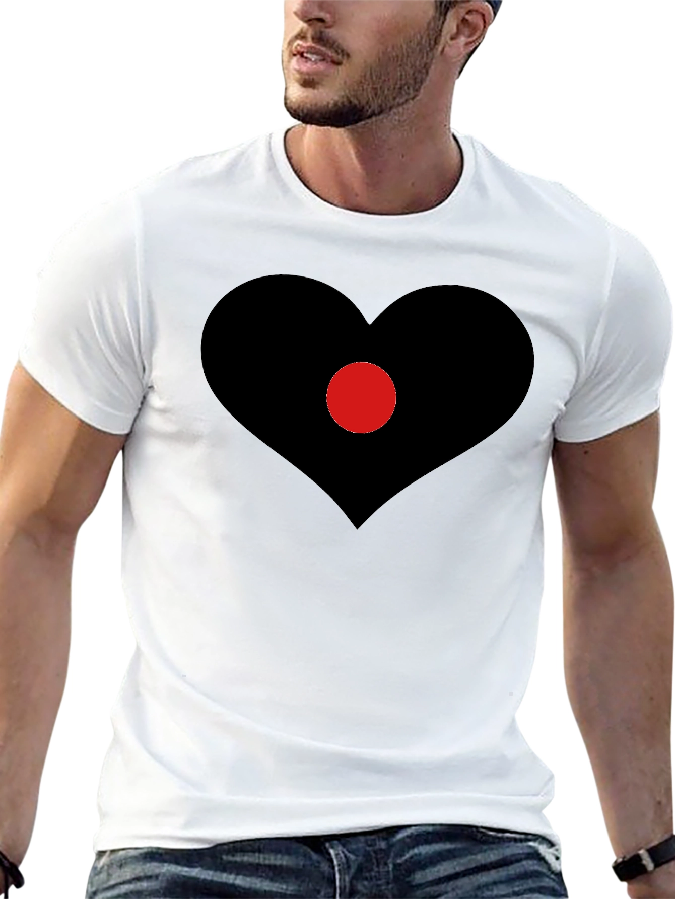 Black Heart Center T-Shirt - Black Graphic Tee view 13