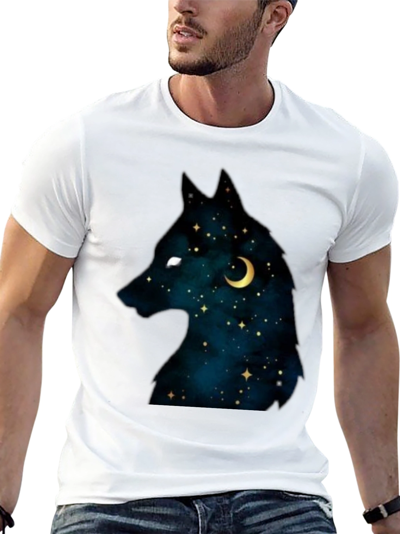 Black Celestial Wolf Graphic Tee - Black view 13