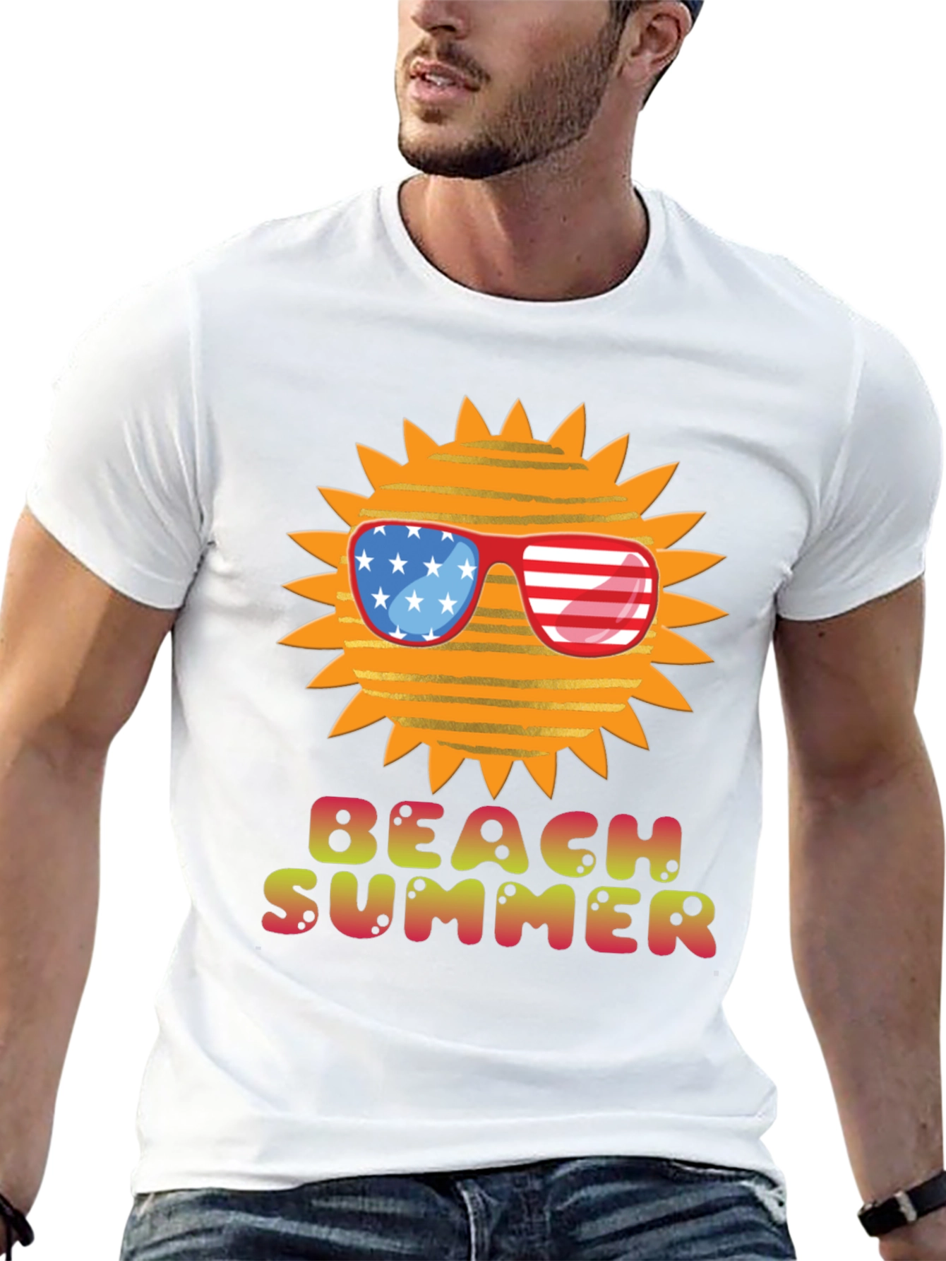 Black Beach Summer USA Sun Graphic Tee view 13