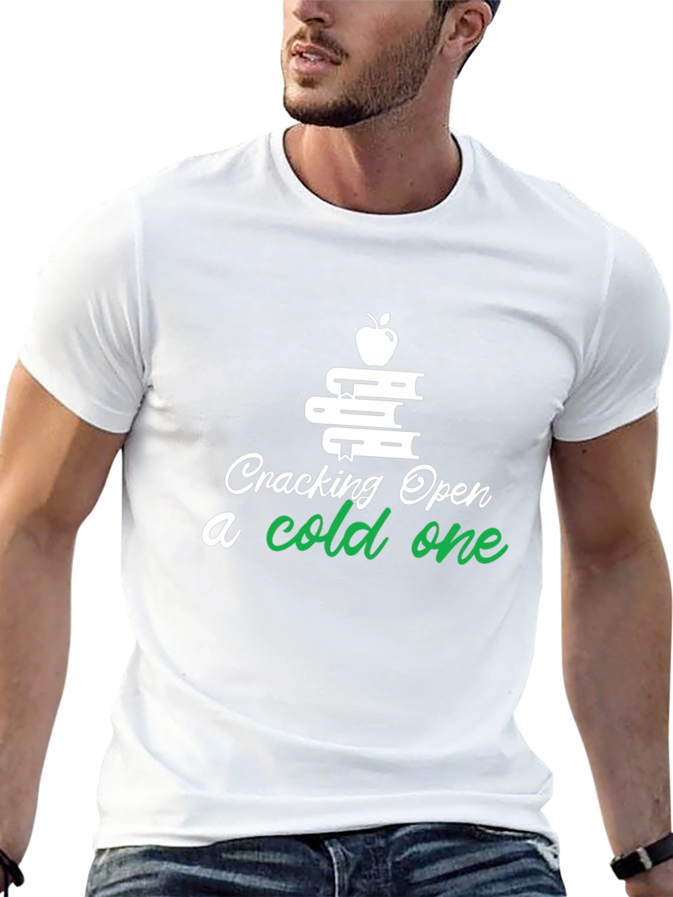 Black Cracking Open a Cold One Book Lover T-Shirt view 13