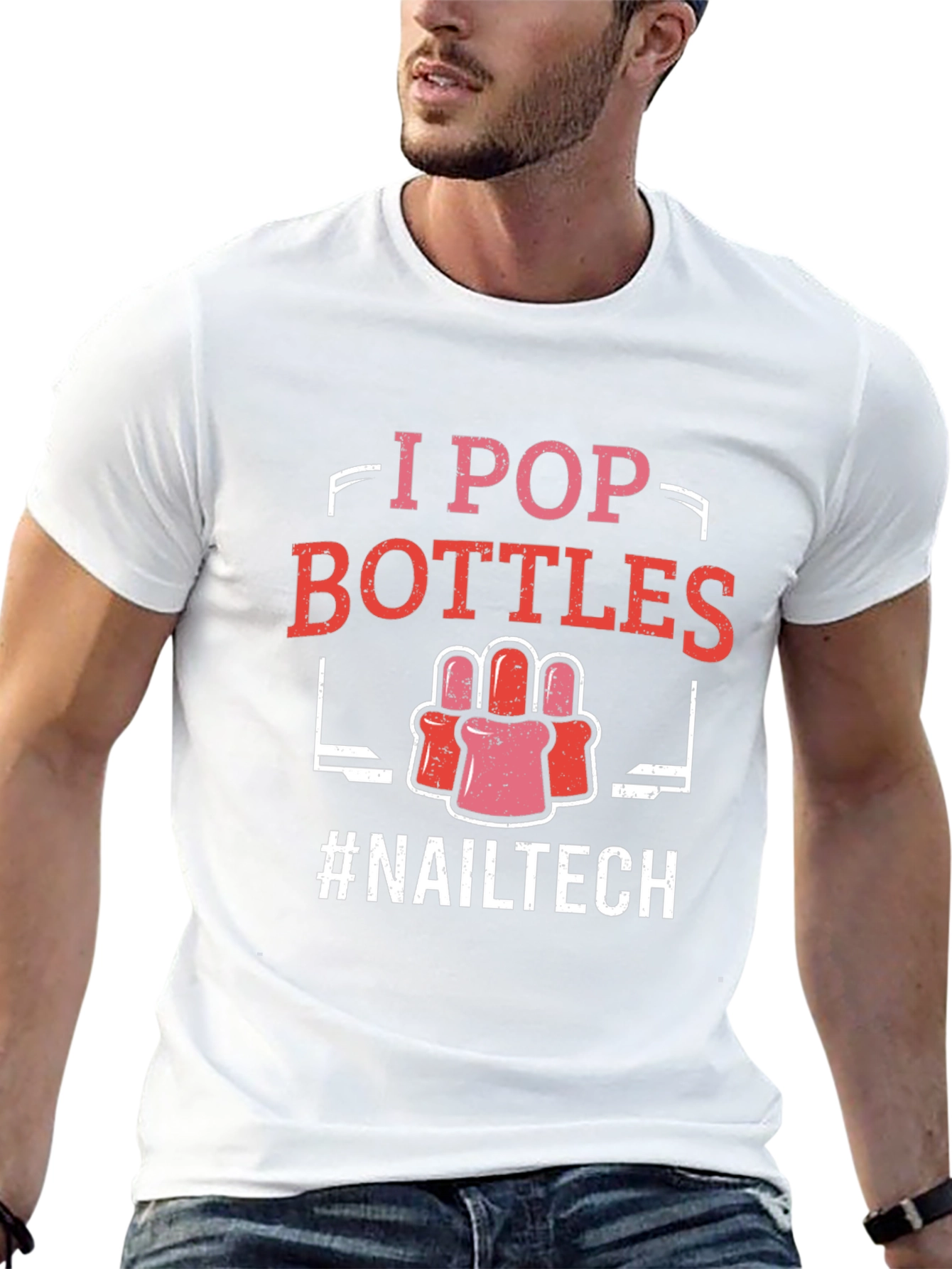 Black I Pop Bottles Nail Tech T-Shirt view 13