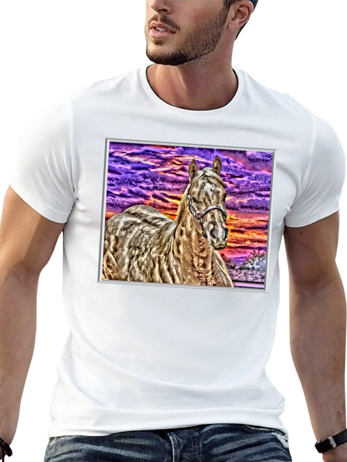 Black Horse Graphic Tee - Sunset Sky Black T-Shirt view 13