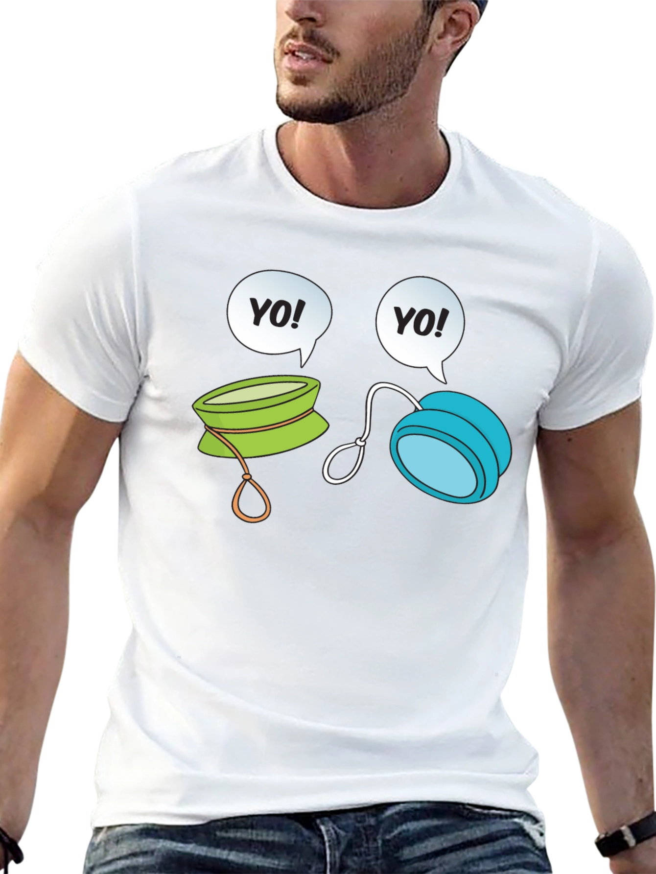 Black Yo-Yo Cartoon Graphic Black T-Shirt view 13