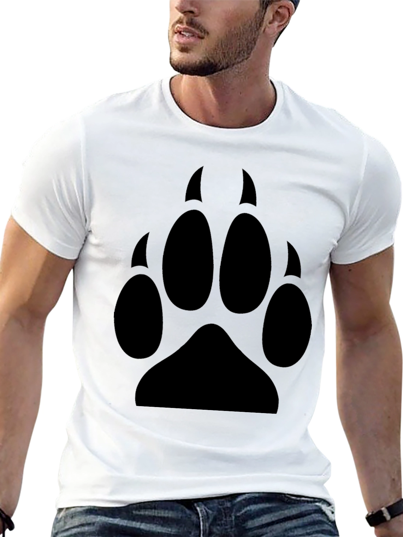 Black Black T-Shirt with Bear Paw Print view 13