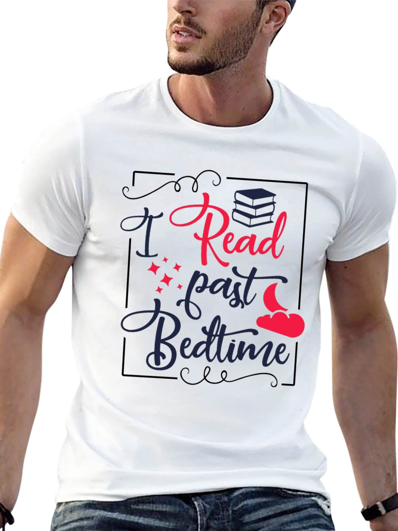 Black I Read Past Bedtime Graphic T-Shirt view 13