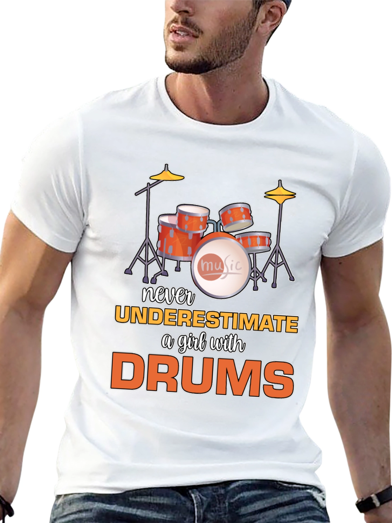 Black Never Underestimate a Girl with Drums T-Shirt view 13
