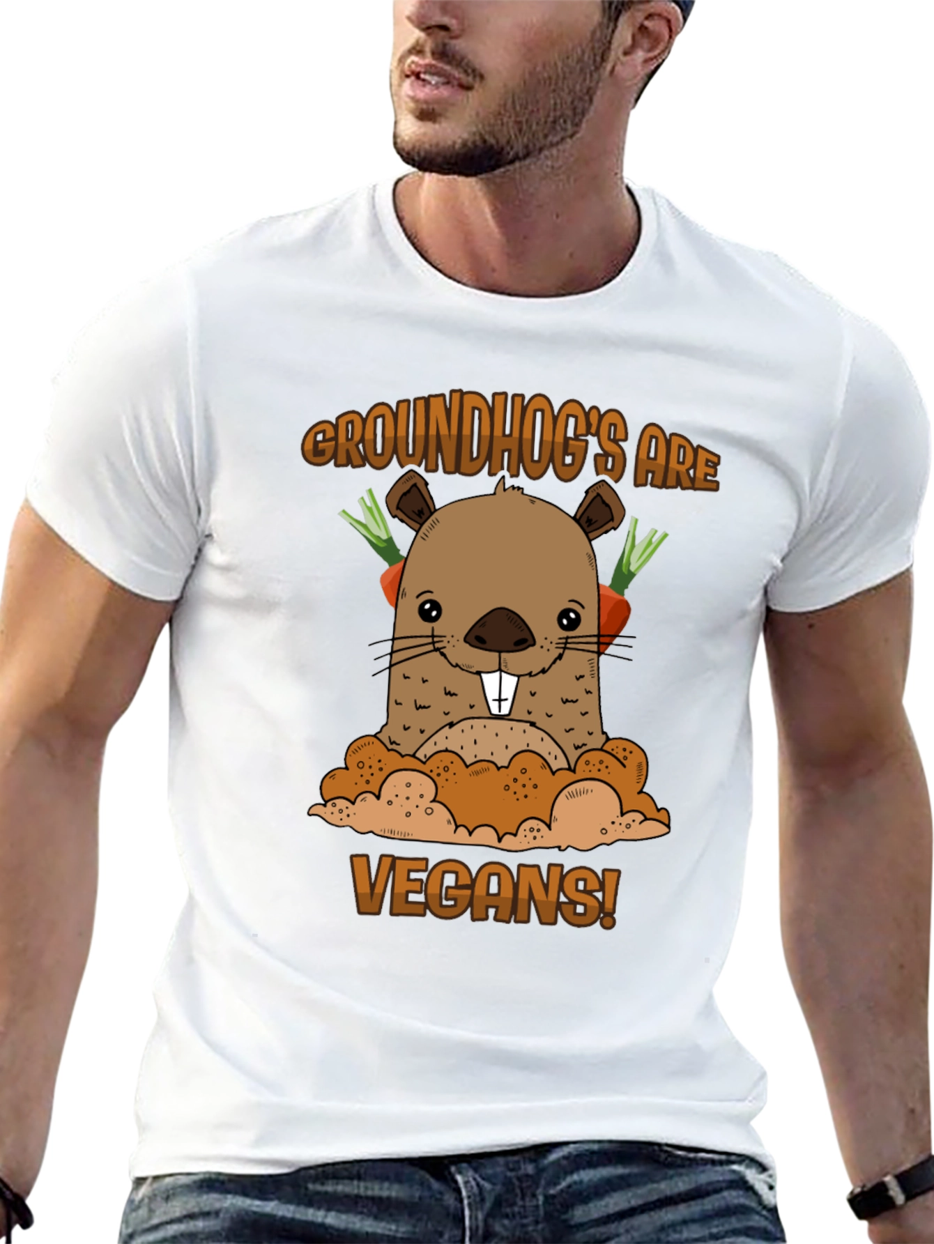 Black Groundhog Vegan T-Shirt - Cute Animal Tee view 13