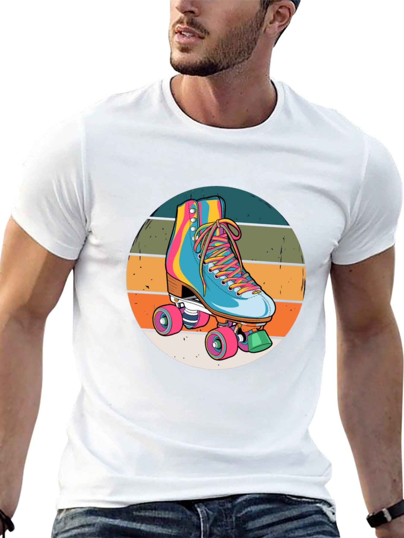 Black Retro Roller Skate Graphic Tee view 13