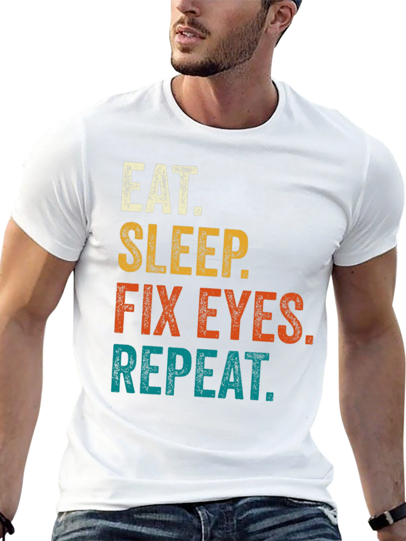 Black Eat Sleep Fix Eyes Repeat T-Shirt view 13
