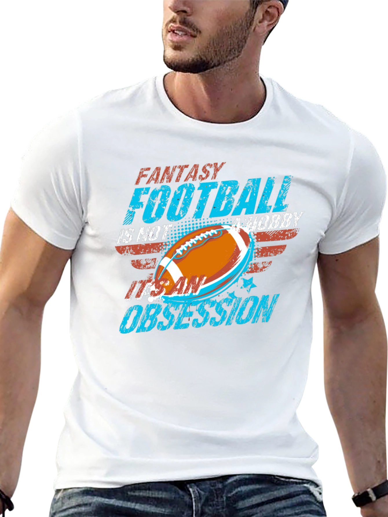 Black Fantasy Football Obsession T-Shirt view 13
