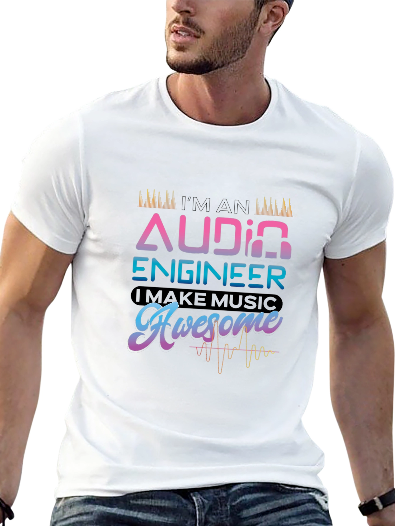 Black Audio Engineer T-Shirt - I Make Music Awesome Tee view 13
