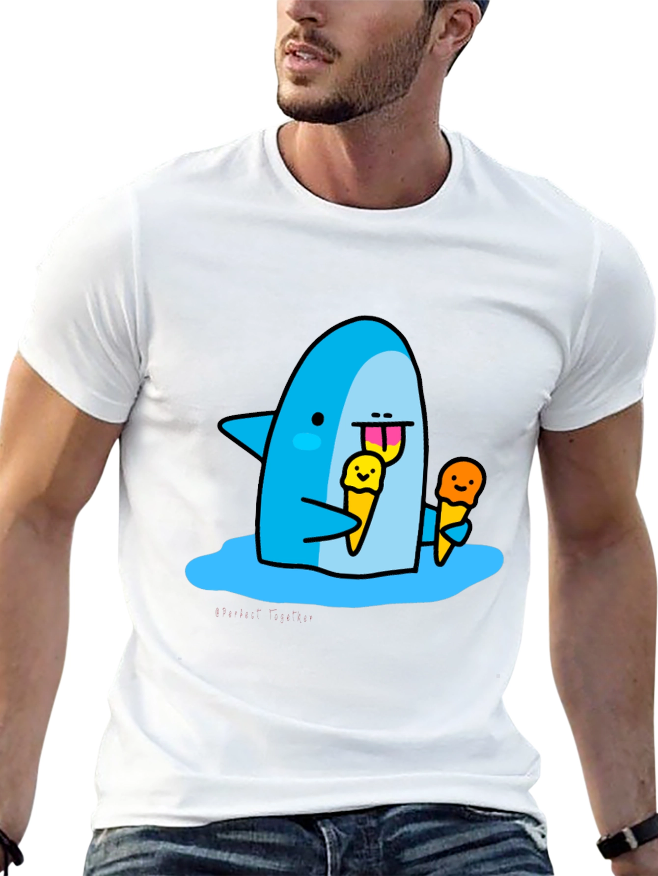 Black Shark Eating Ice Cream Graphic T-Shirt view 13