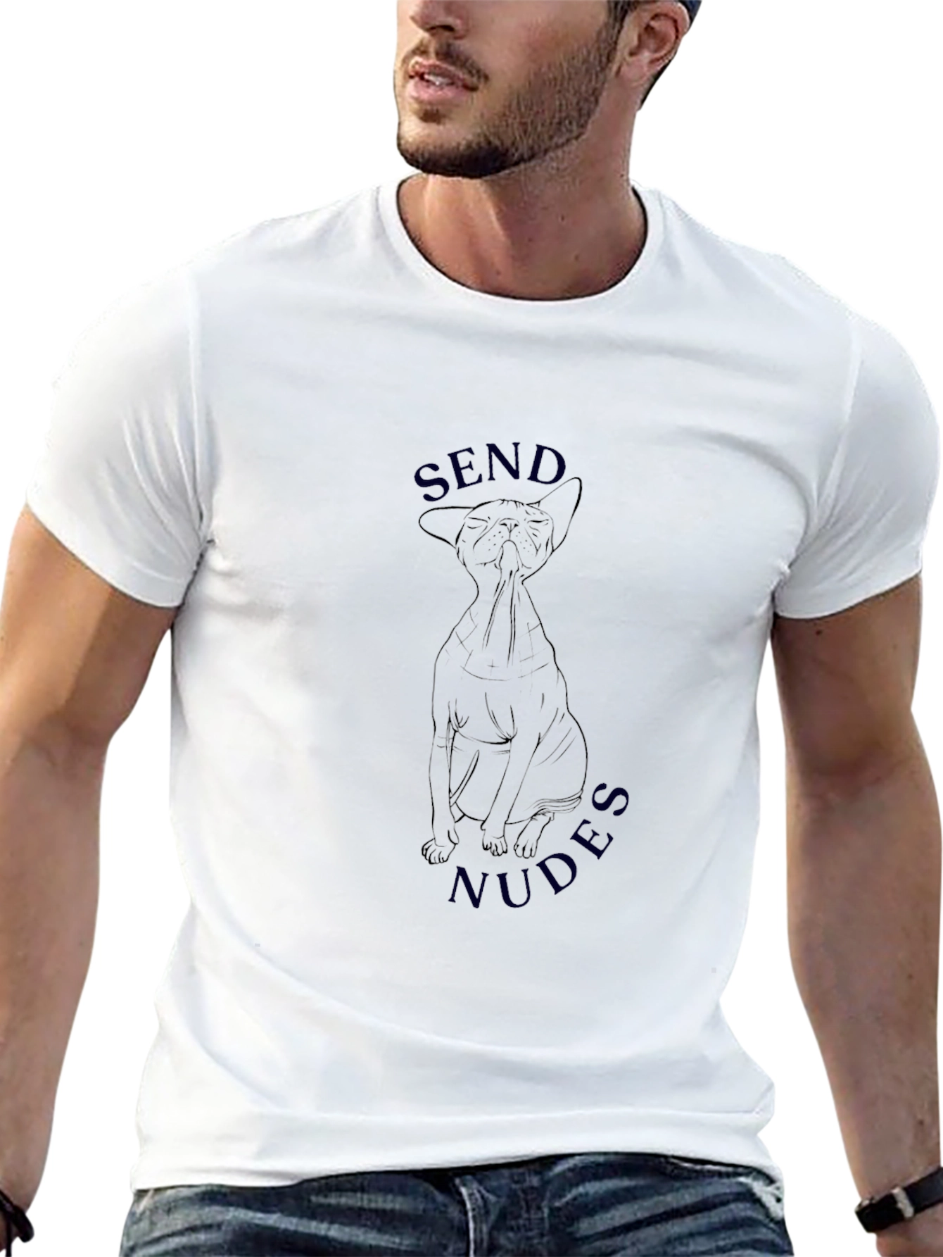 Black Send Nudes Cat Graphic Black T-Shirt view 13