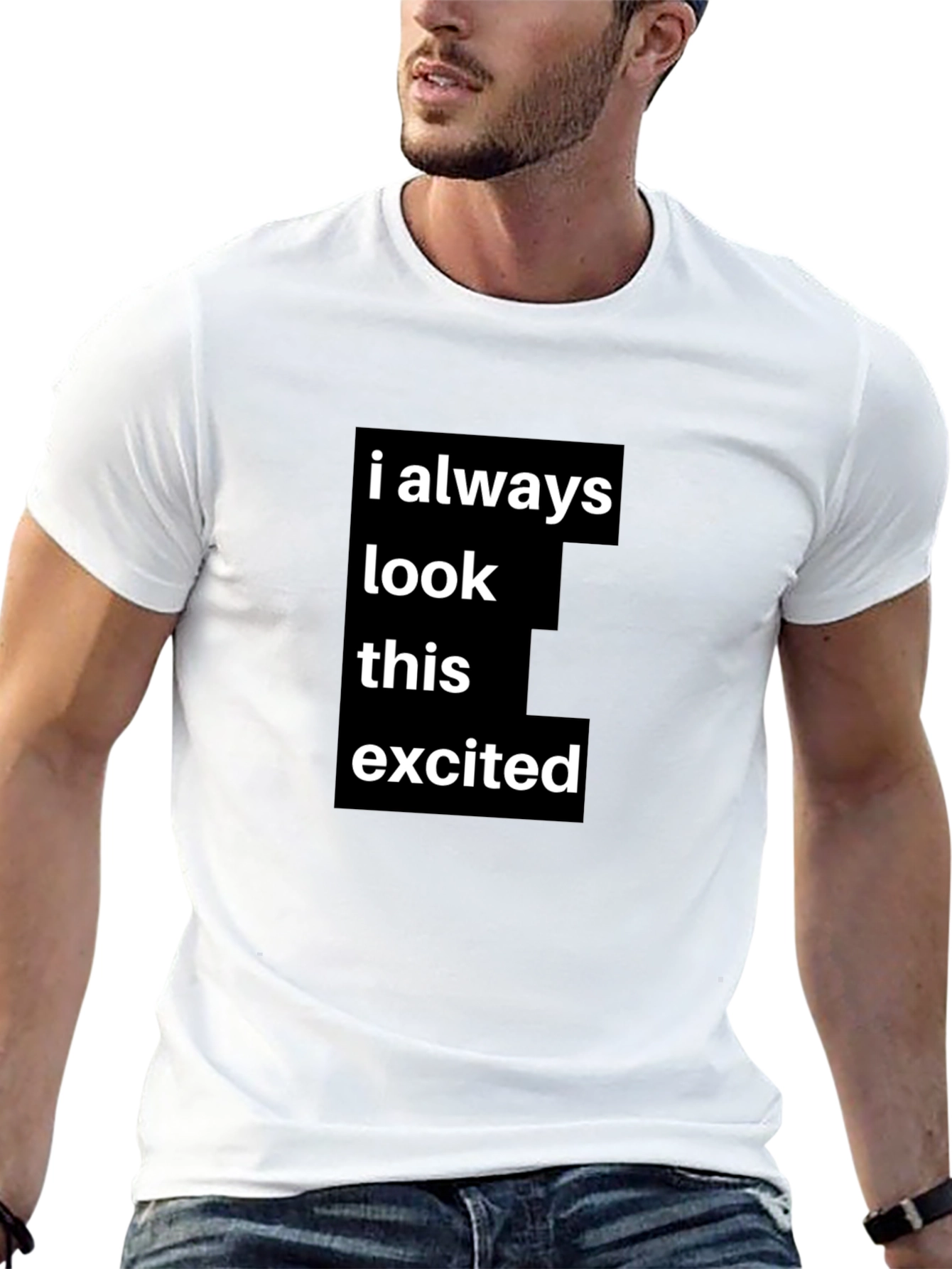 Black Always Excited Graphic Tee - Black Casual Shirt view 13