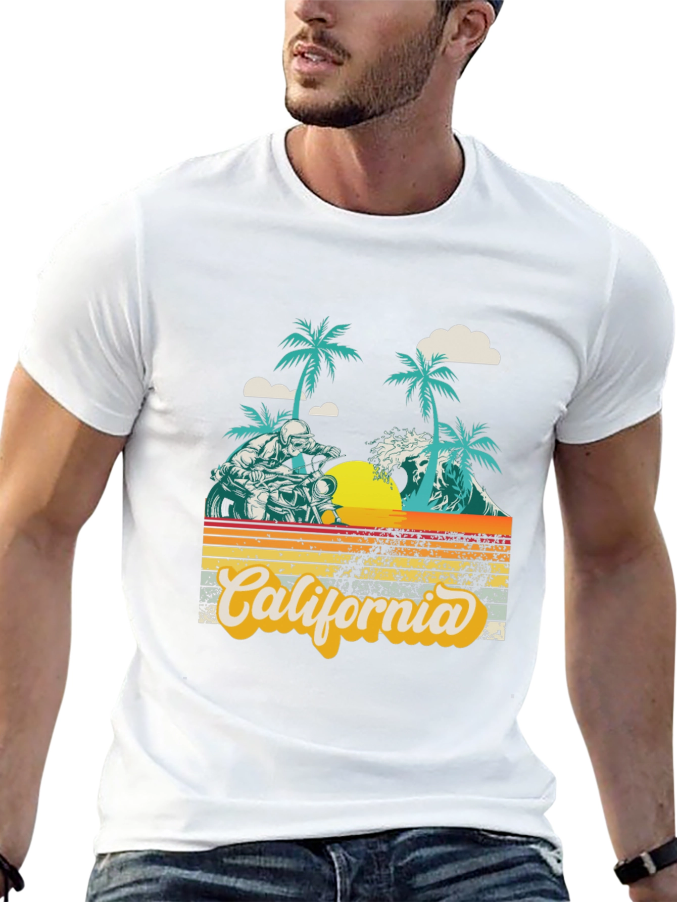 Black California Beach Motorcycle Graphic Tee view 13