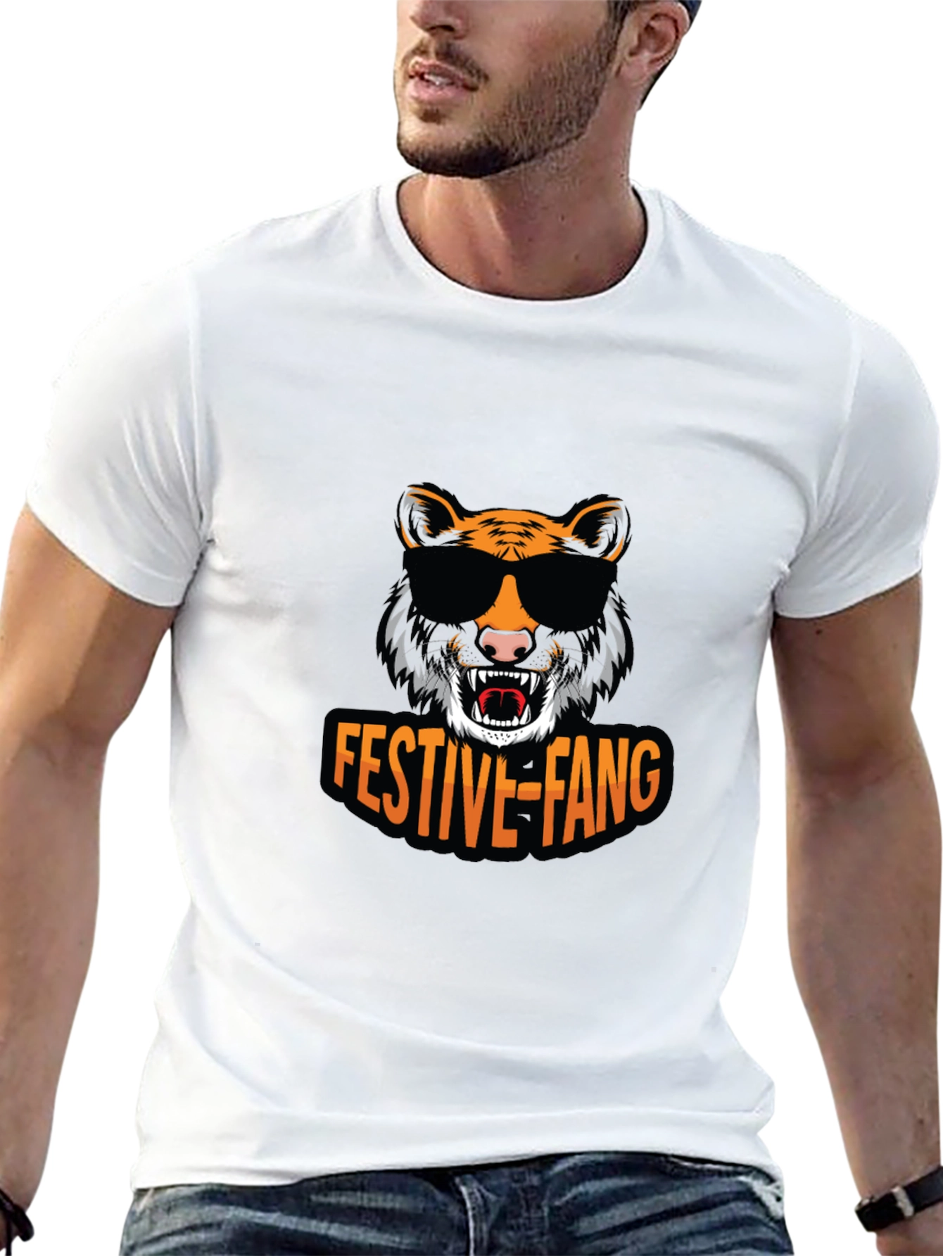 Black Festive Fang Tiger Graphic Tee view 13