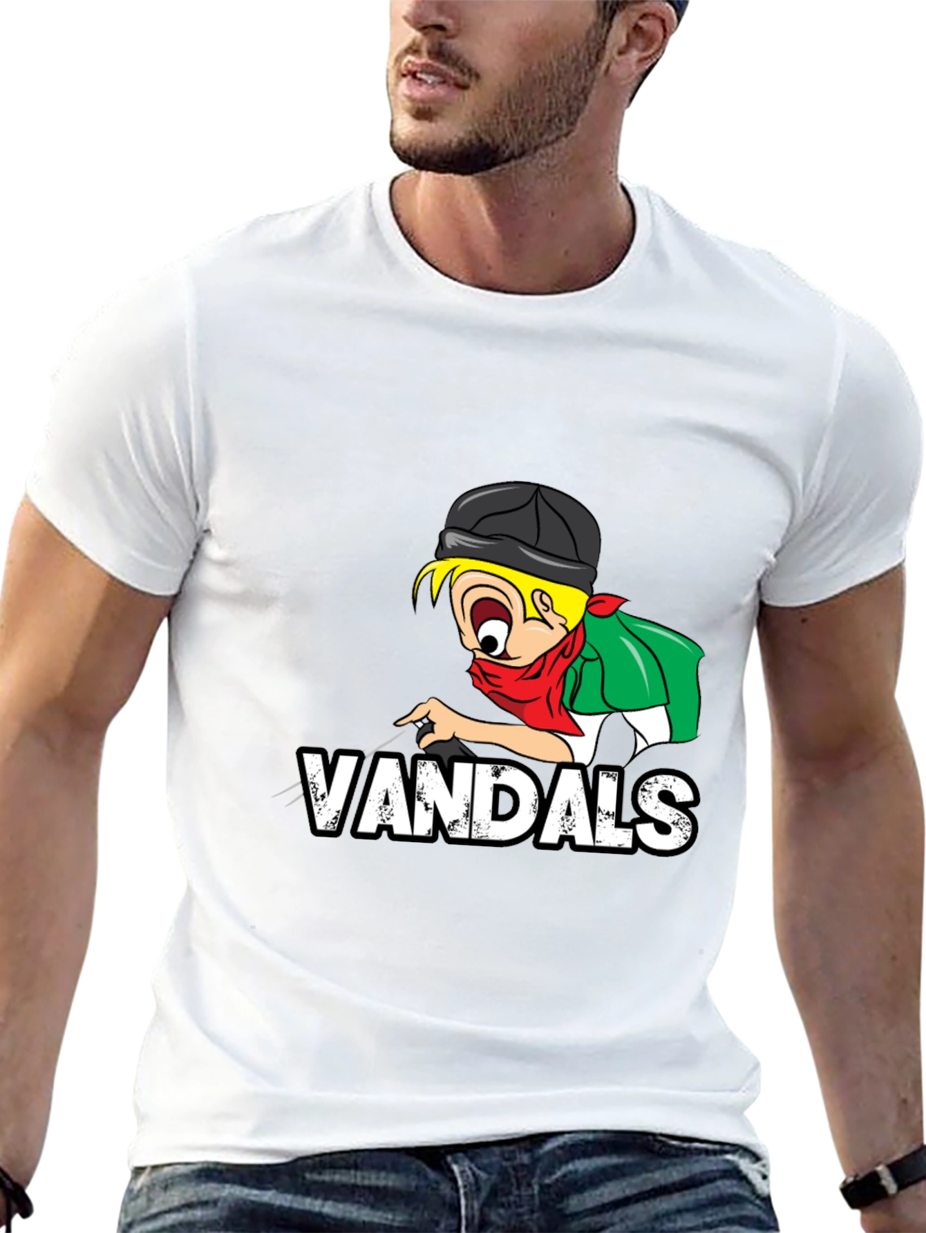 Black Vandals Cartoon Graphic Black T-Shirt view 13