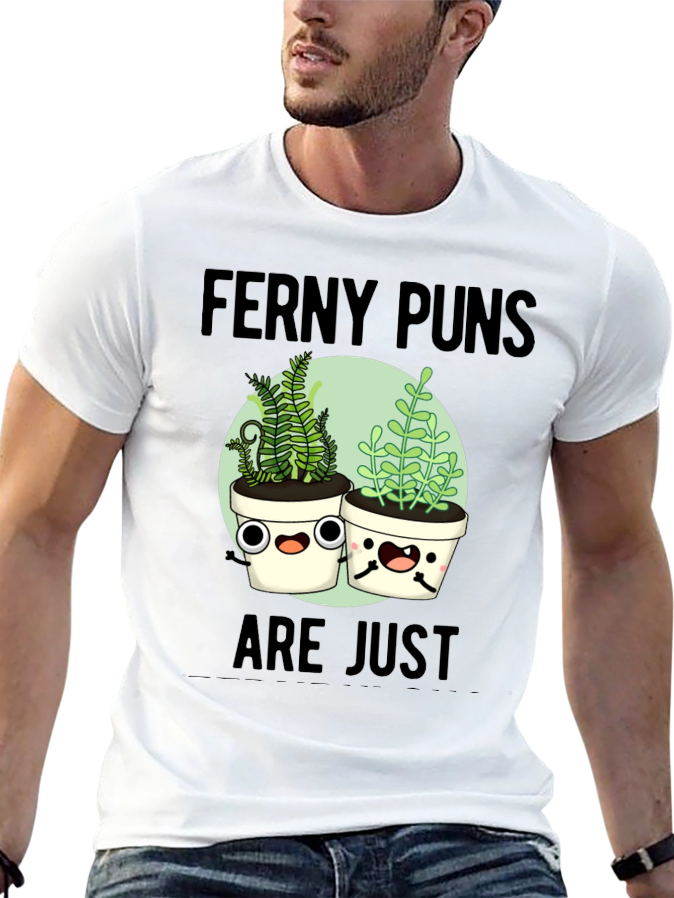 Black Ferny Puns T-Shirt - Funny Plant Humor Tee view 13