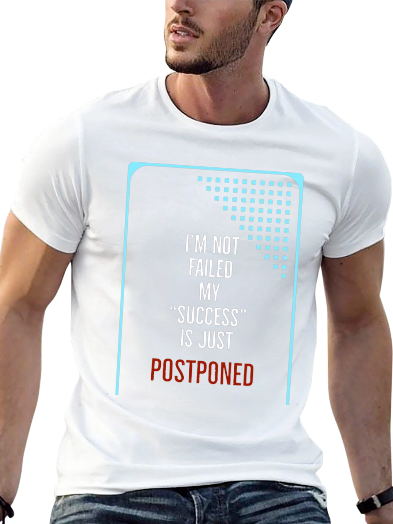 Black Motivational T-Shirt: "Postponed Success" Black Crew Neck view 13