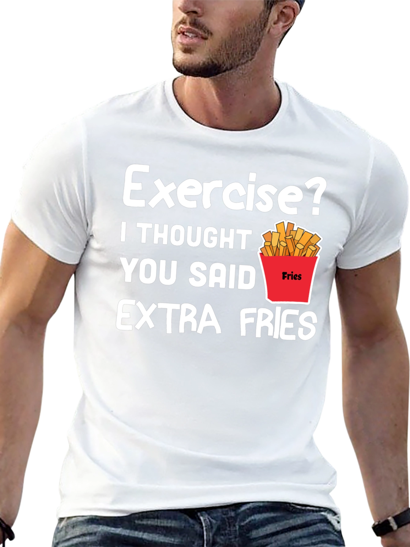 Black Extra Fries T-Shirt - Funny Foodie Tee view 13