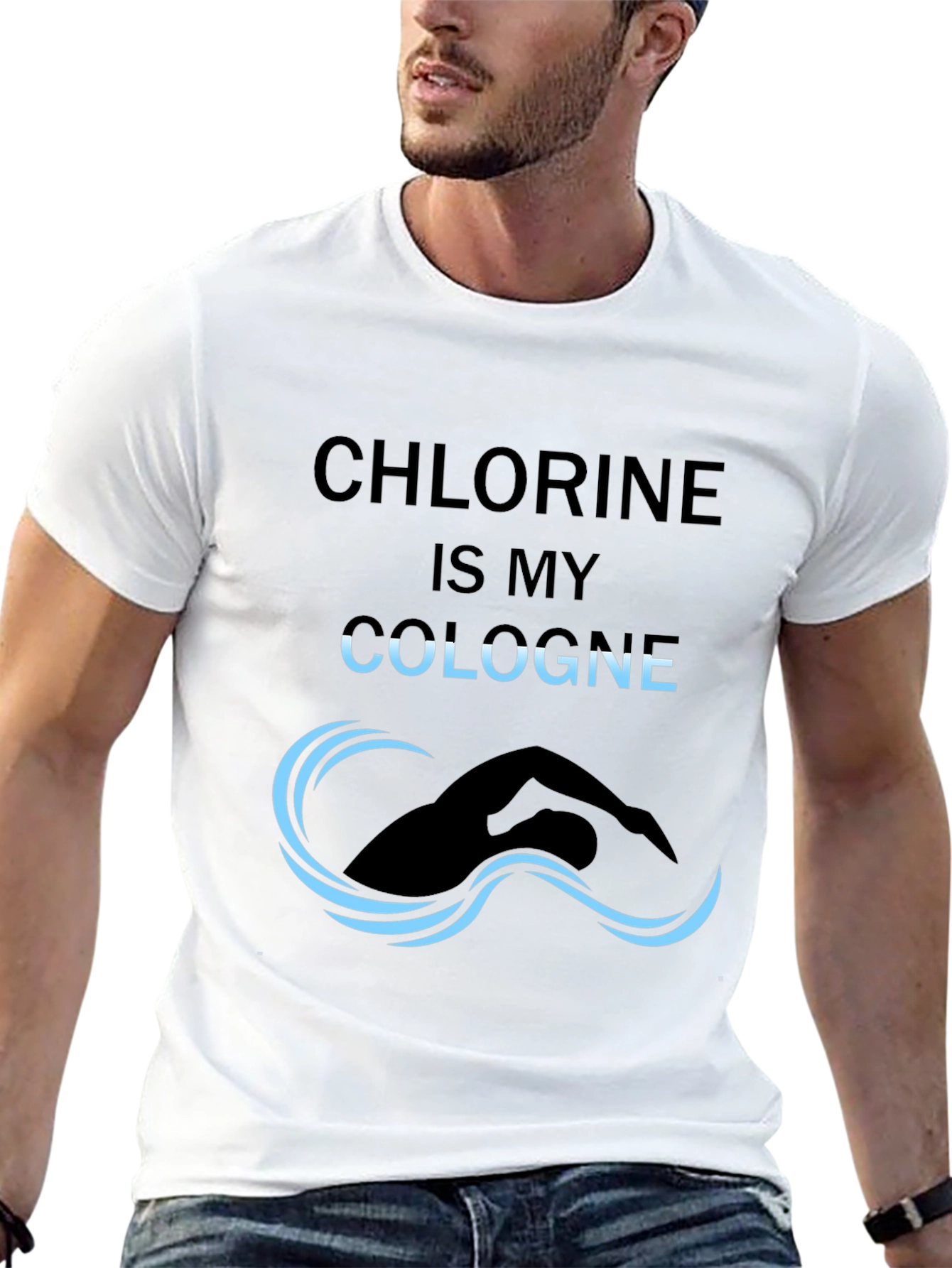 Black Chlorine is My Cologne Funny Swimmer T-Shirt view 13