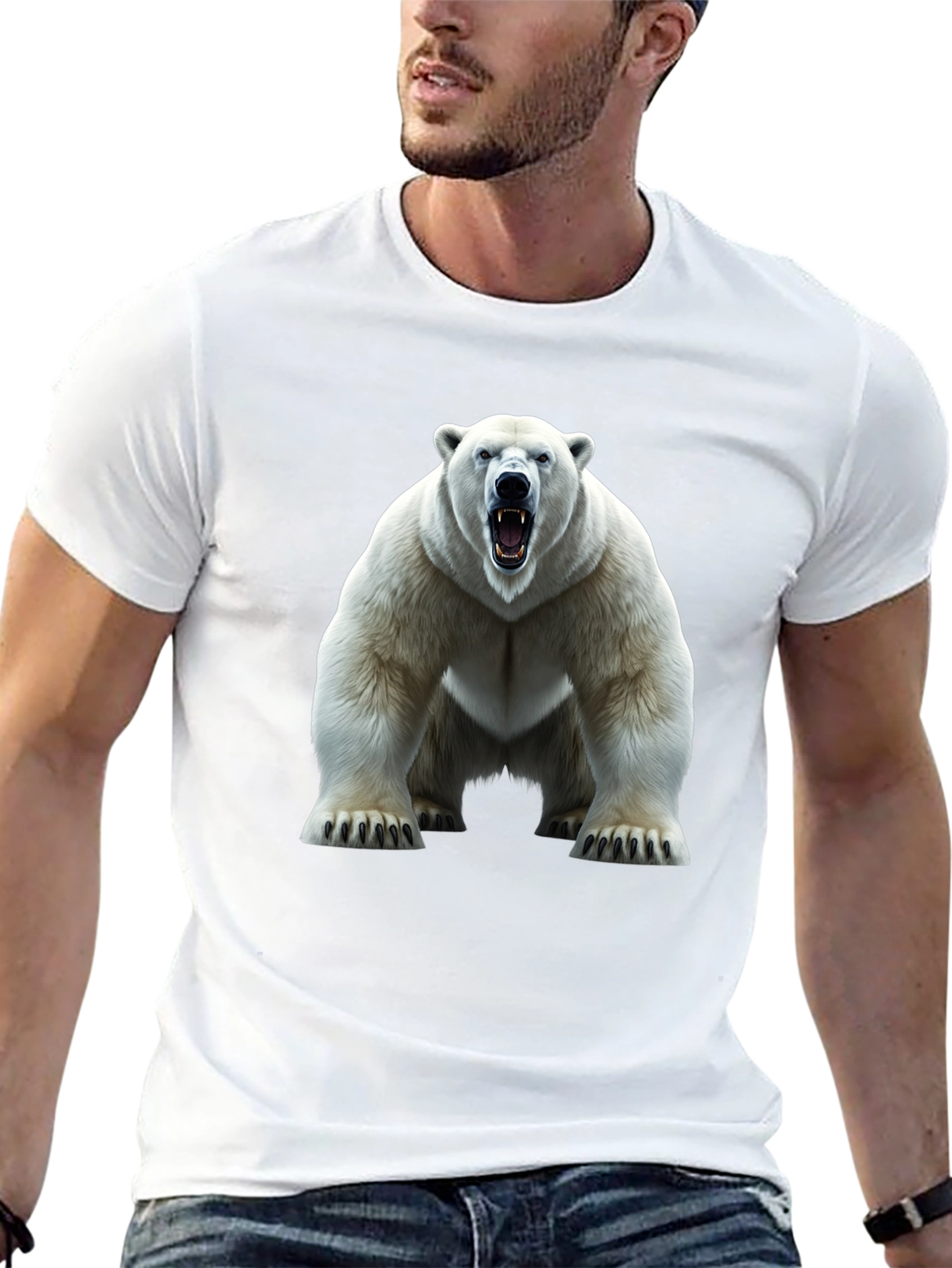 Black Polar Bear Graphic Tee - Fierce Animal Print view 13