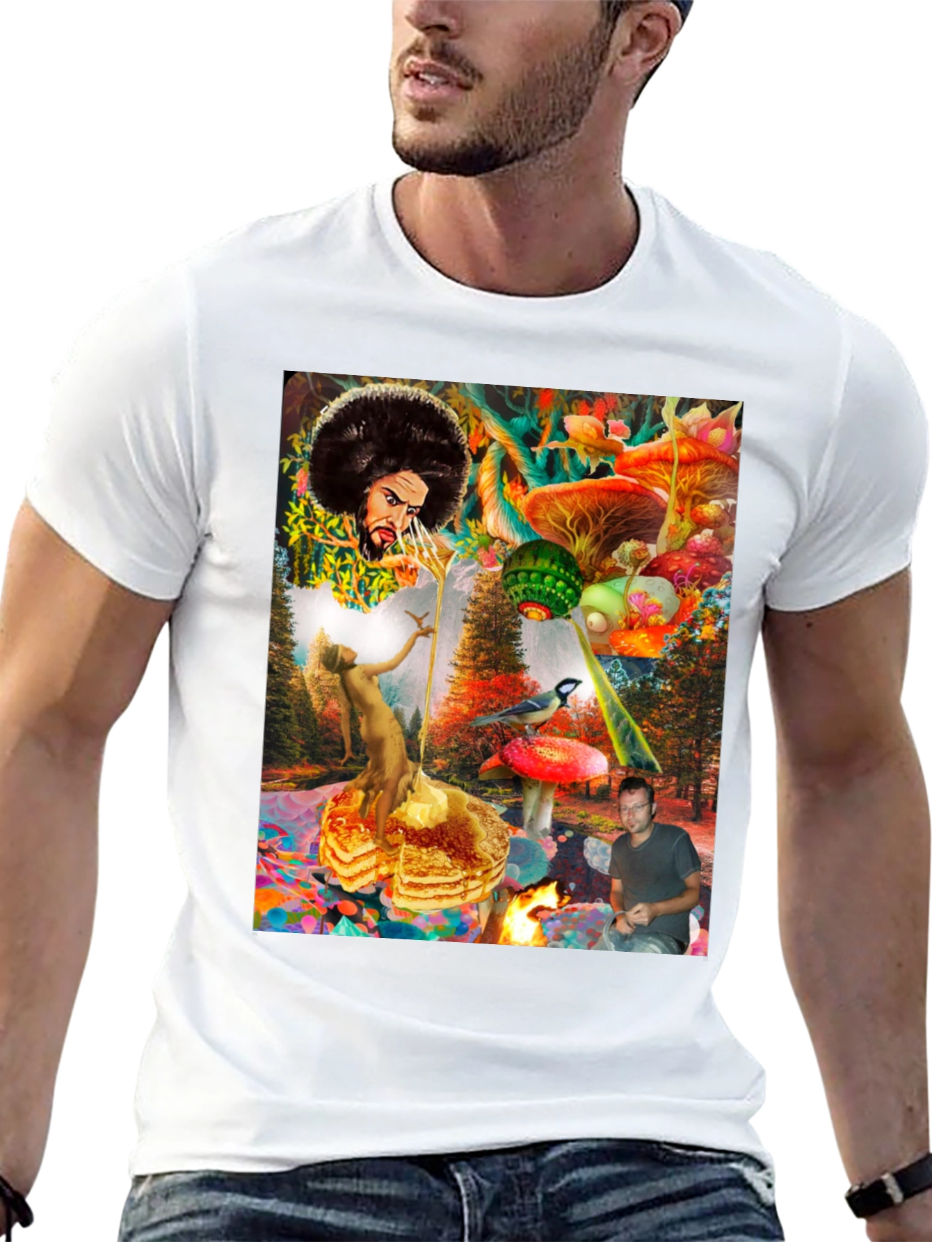 Black Psychedelic Fantasy Graphic Print T-Shirt view 13