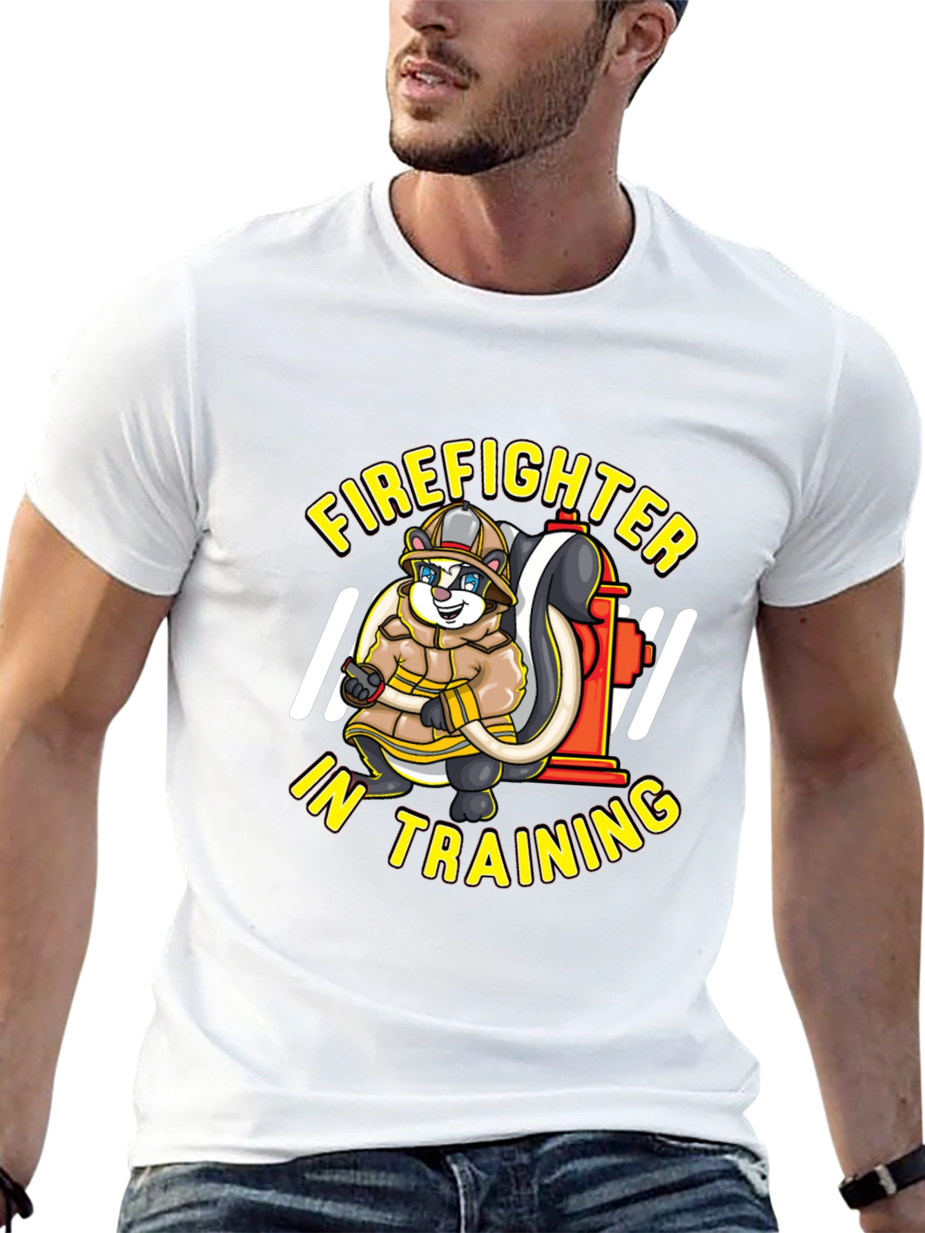 Black Firefighter In Training Skunk T-Shirt view 13