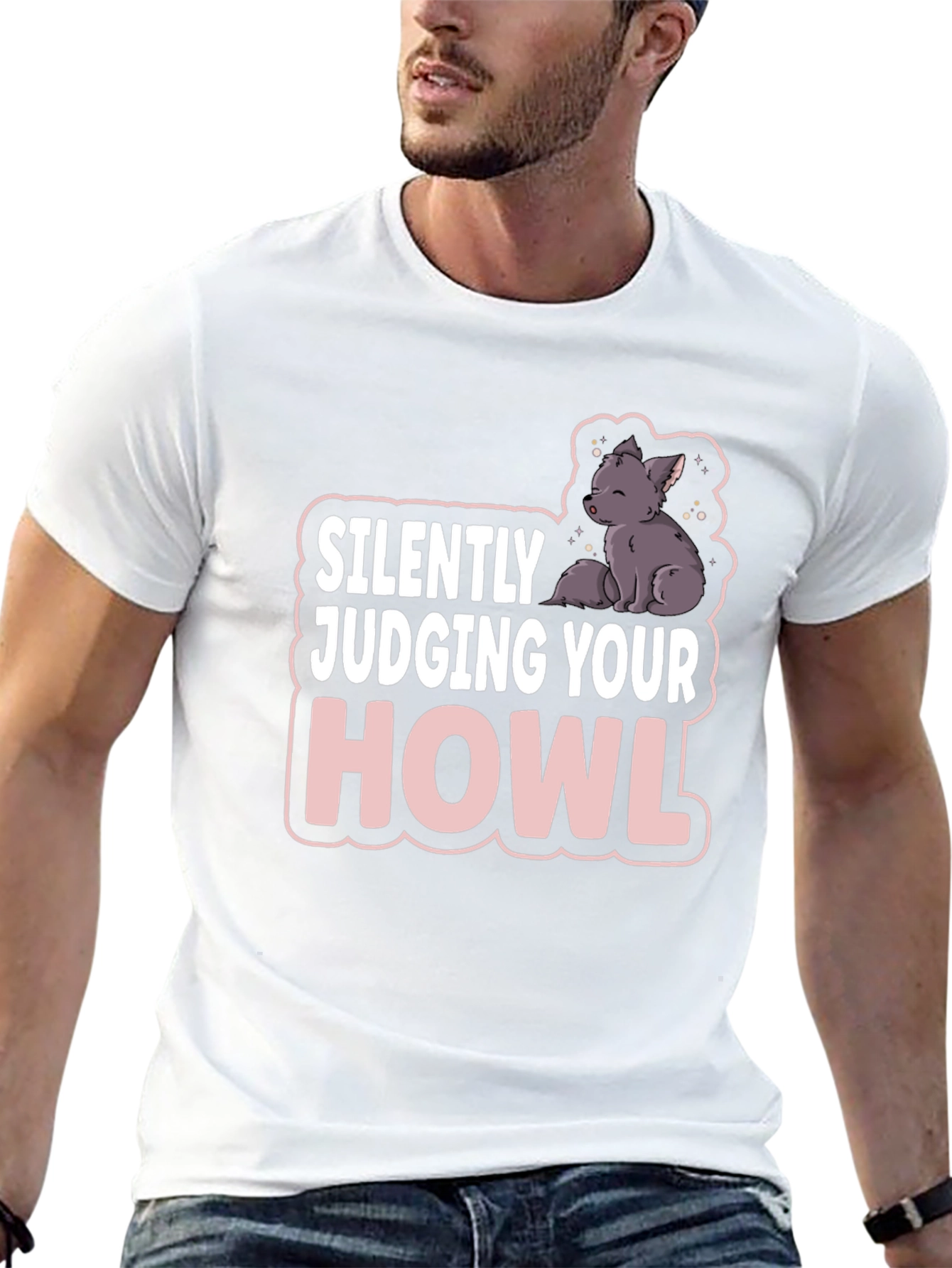 Black Silently Judging Your Howl T-Shirt - Funny Wolf Tee view 13